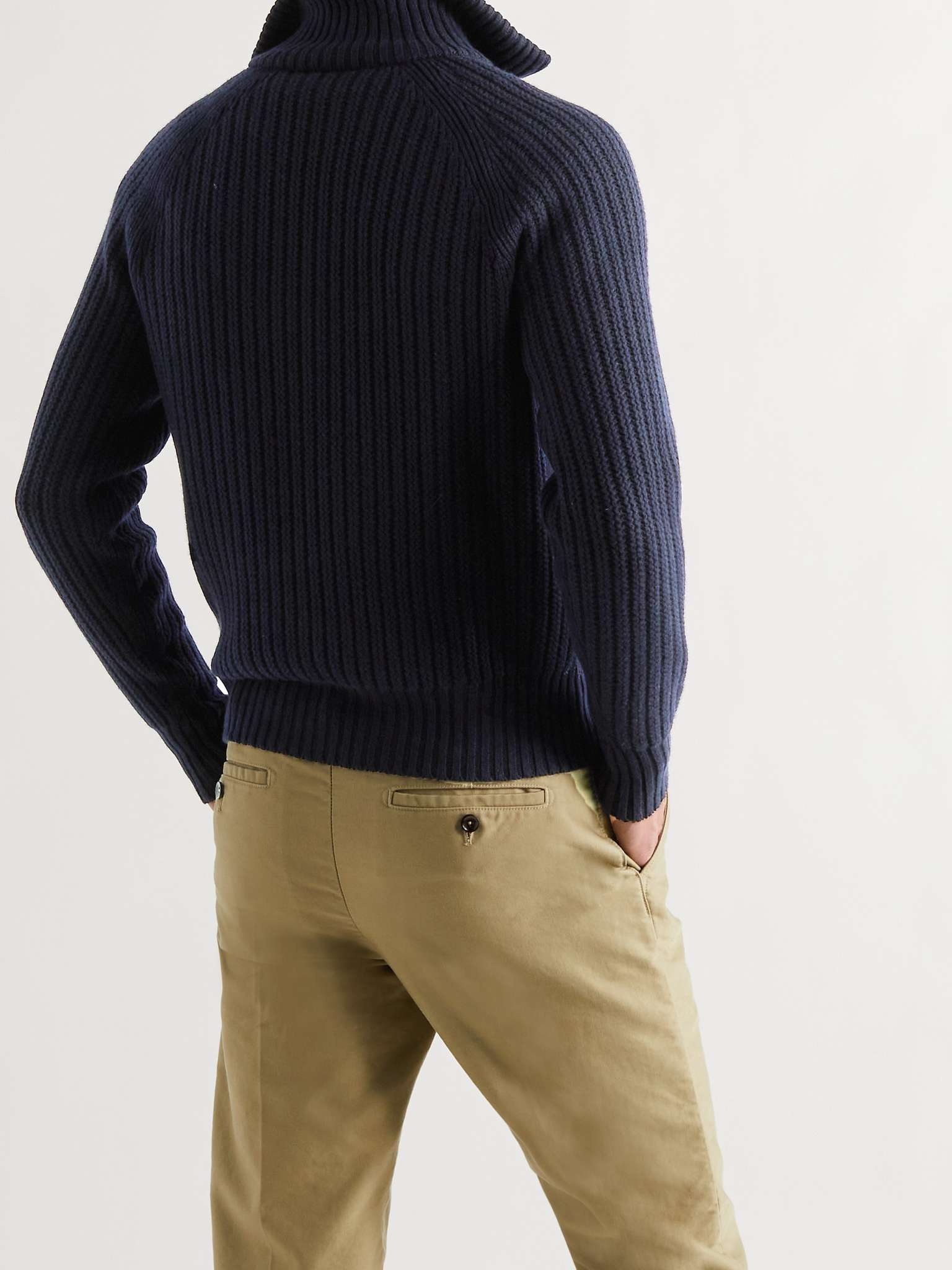 Slim-Fit Ribbed Cashmere and Wool-Blend Half-Zip Sweater - 4