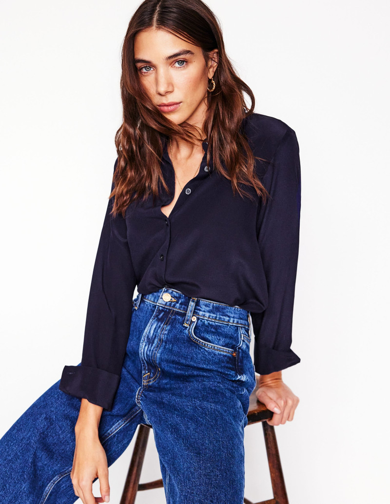 Sienna Silk Shirt-Navy 5
