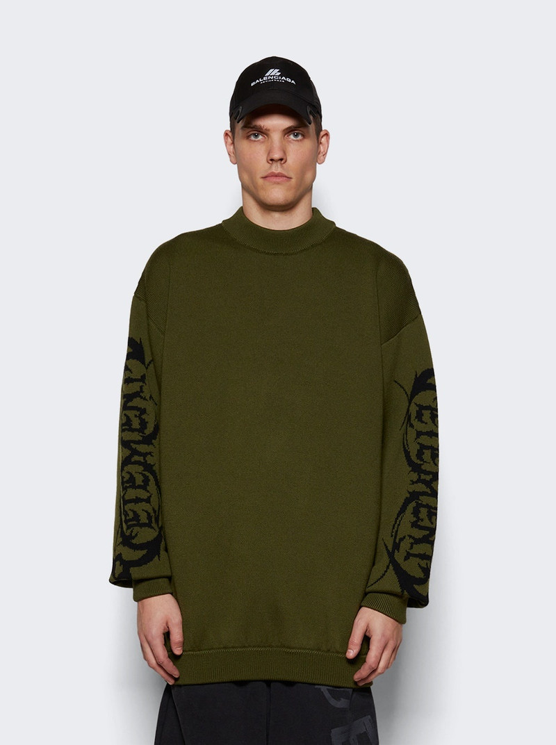 VETEMENTS Metal Sleeve Logo Sweater Khaki outlook