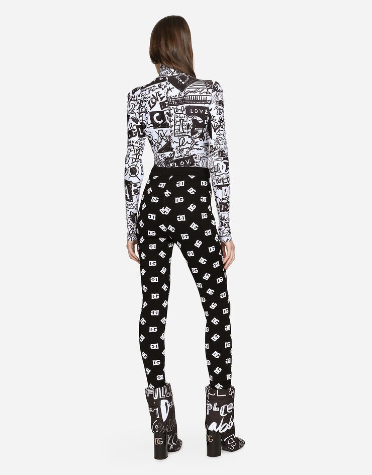 Viscose leggings with jacquard DG logo - 3
