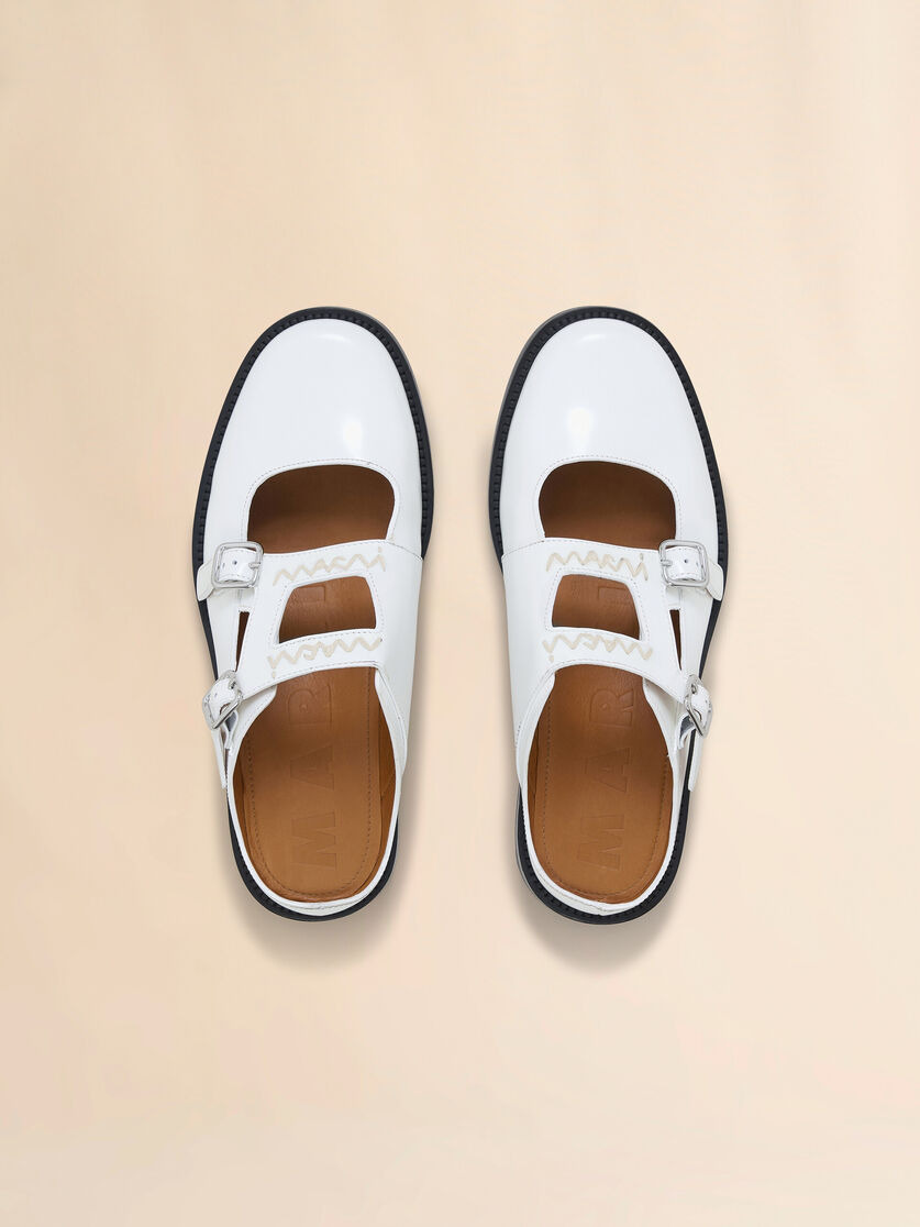 WHITE LEATHER BAMBI 3.0 LOAFER WITH DOUBLE BUCKLE - 4
