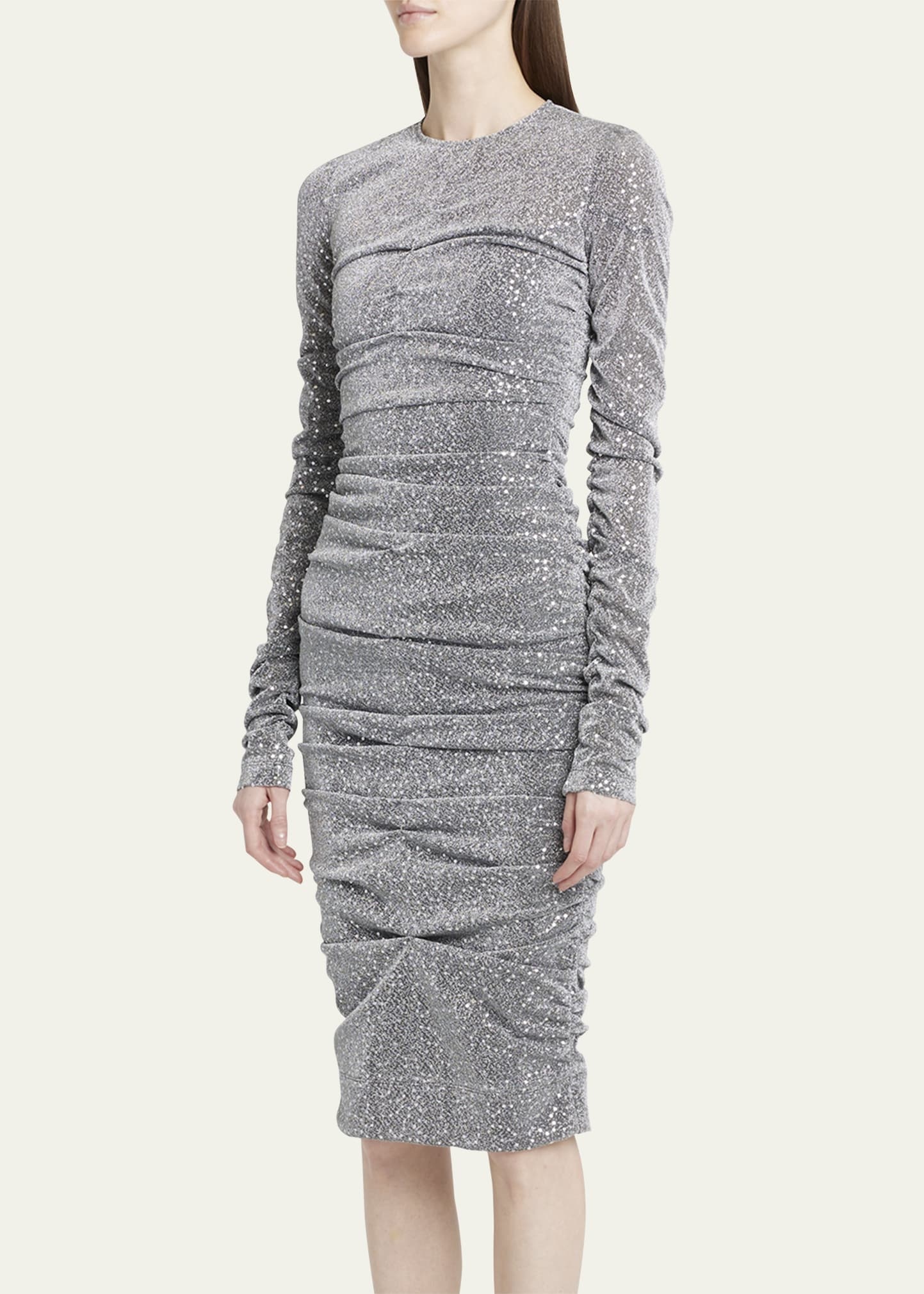 Sequined Body-Con Ruched Dress - 4