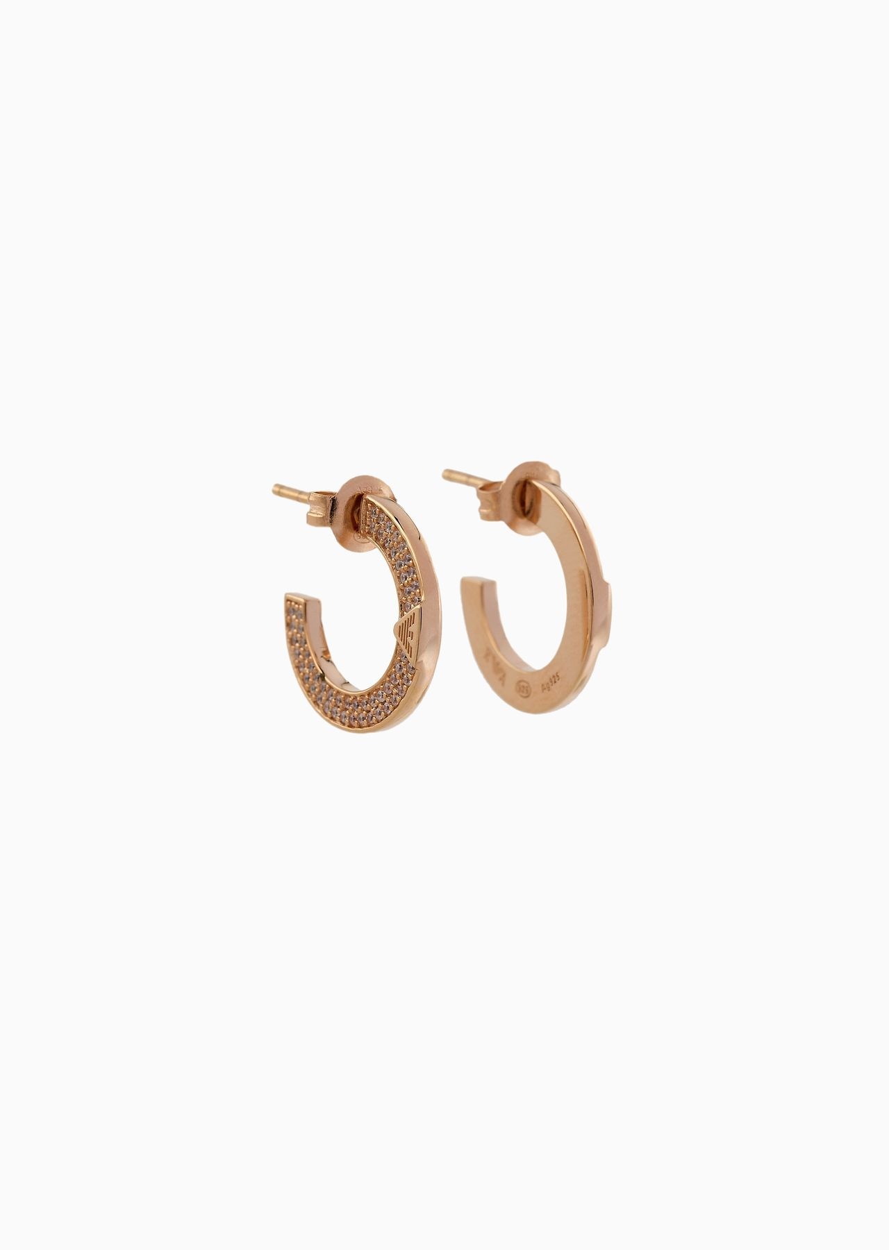 EMPORIO ARMANI Rose Gold Tone Sterling Silver Hoop Earrings REVERSIBLE