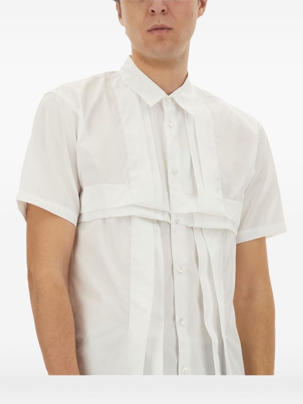 pleated-panel cotton shirt - 3