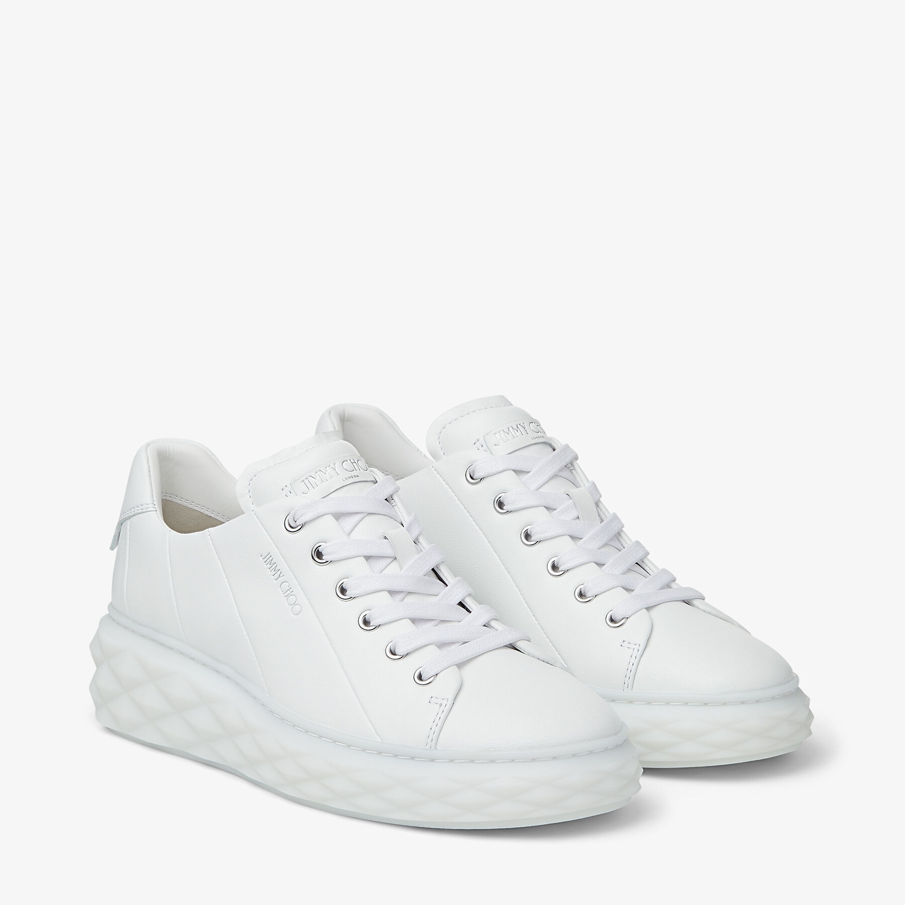 JIMMY CHOO Diamond Light Maxi/F ナッパプラットフォームソール DIAMOND LIGHT MAXI/F | White Nappa Leather Low-Top Trainers