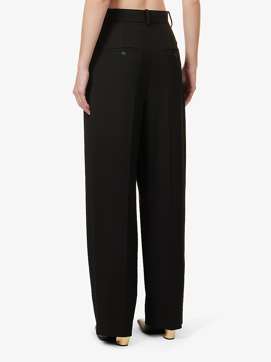 Cessie pleated wide-leg high-rise woven trousers - 4