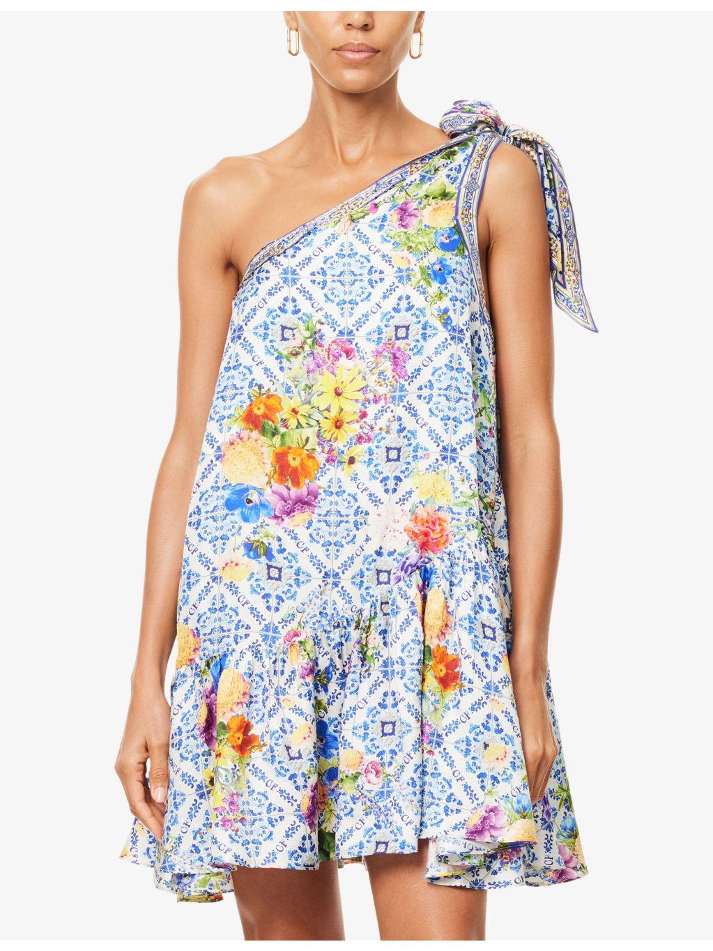 Tie One-Shoulder Silk Mini Dress - 3