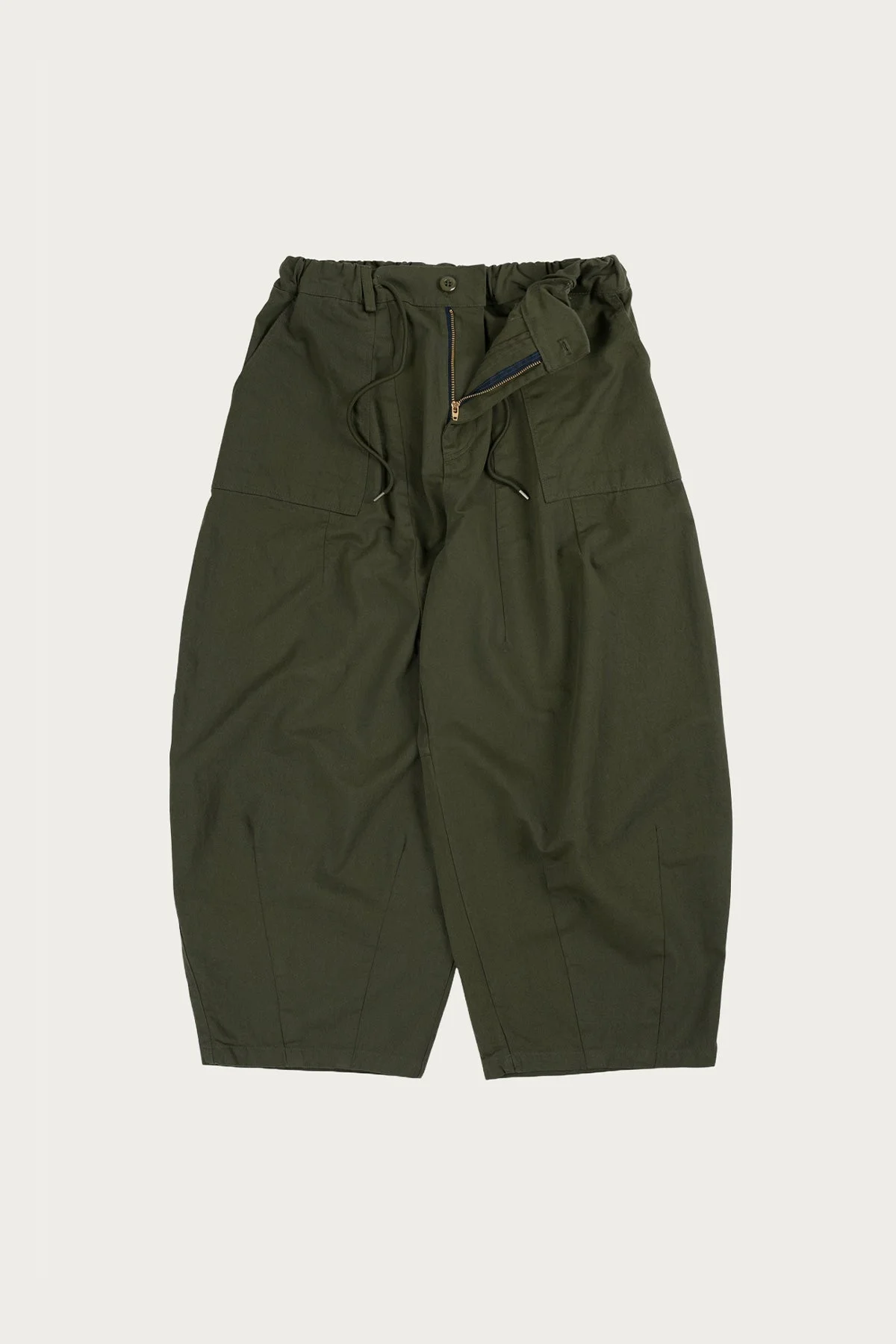 Twill Balloon Pants - Olive - 1