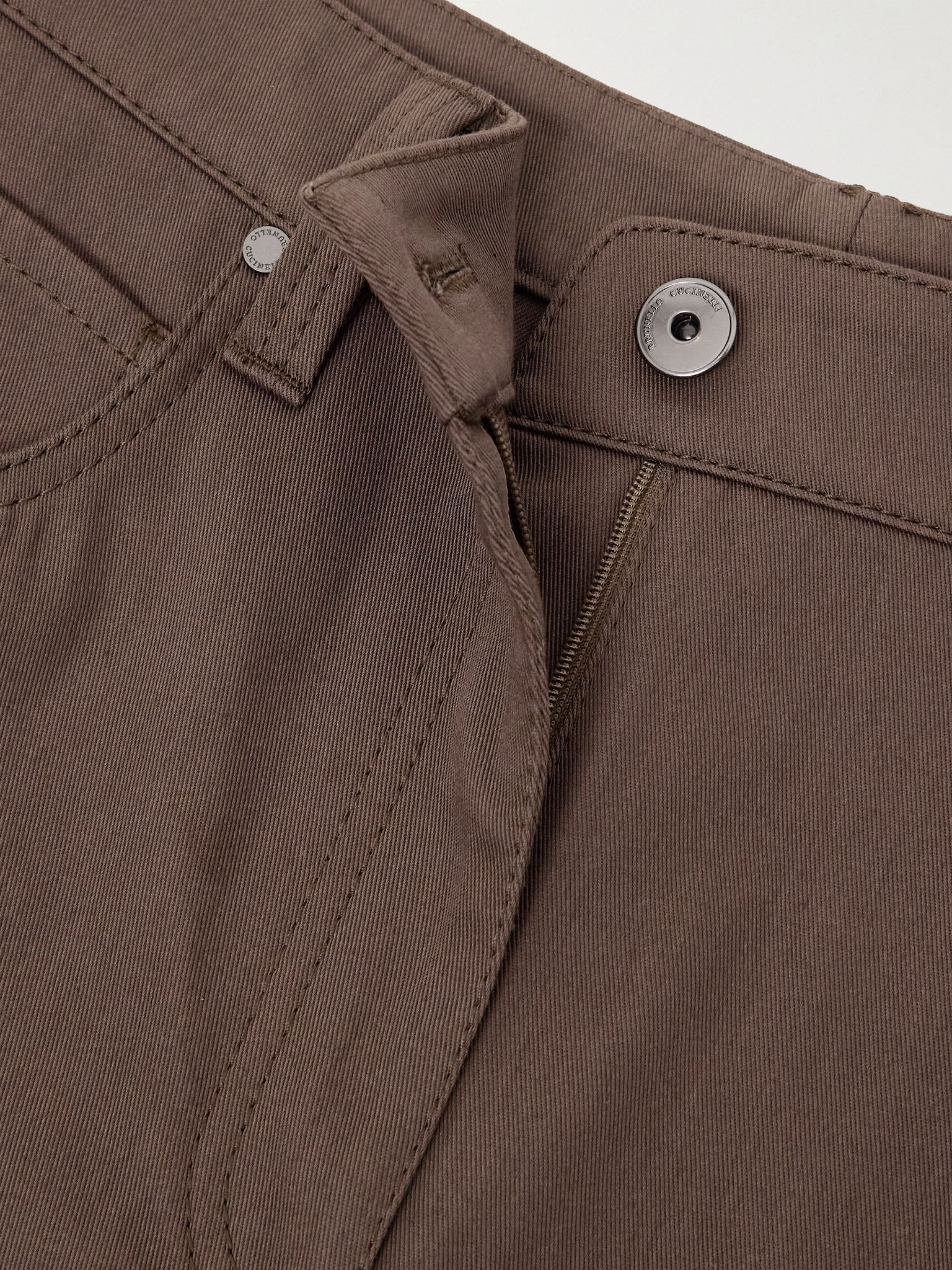 Cropped bead-embellished straight-leg jeans Brown - 5
