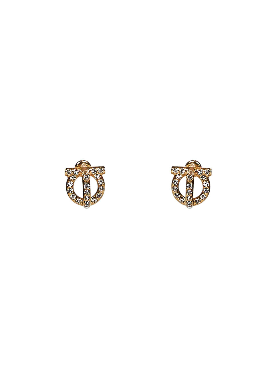 Gold brass 3D Gancini crystals earrings - 1