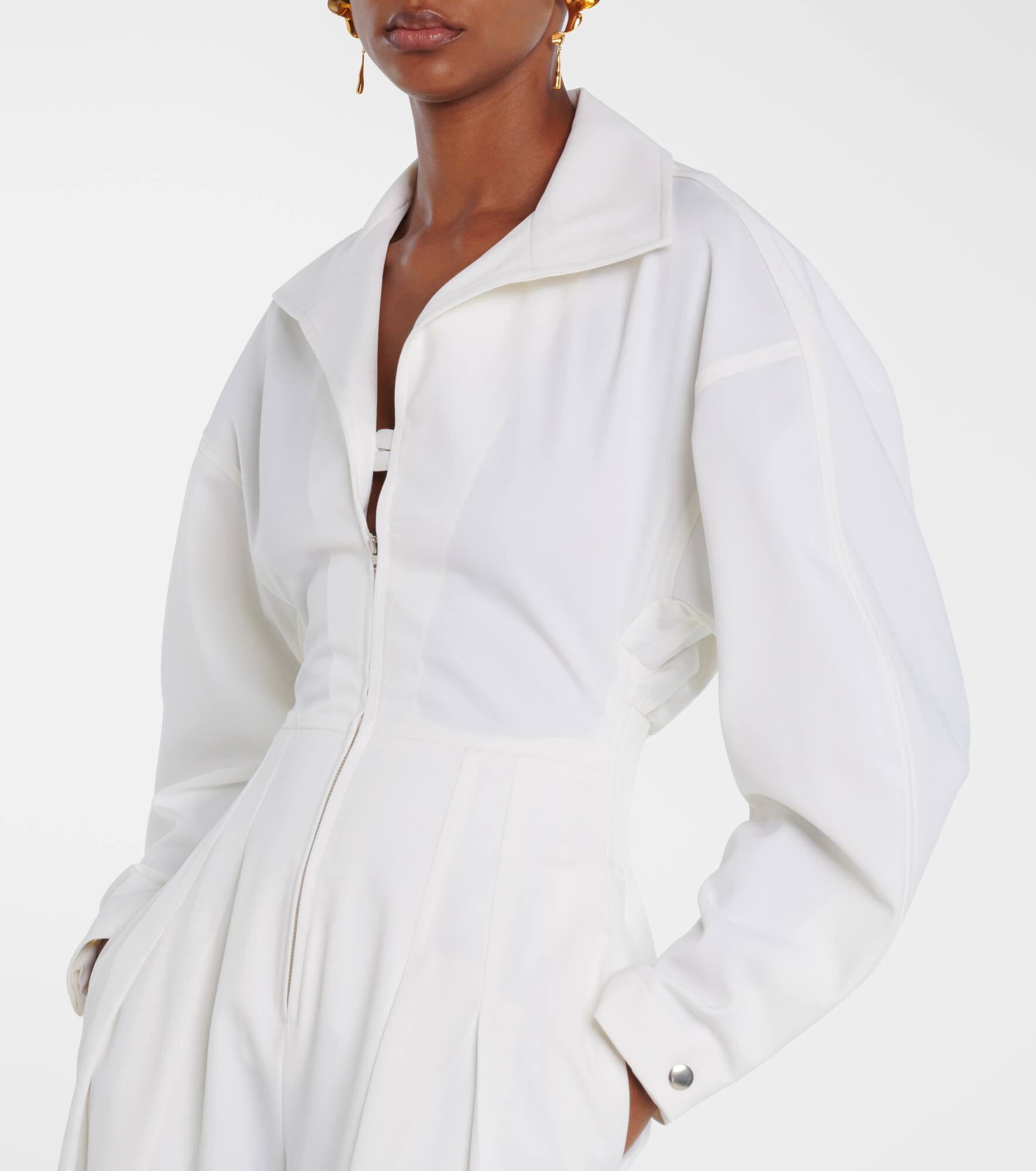 Tab Detail wool-blend jumpsuit - 4