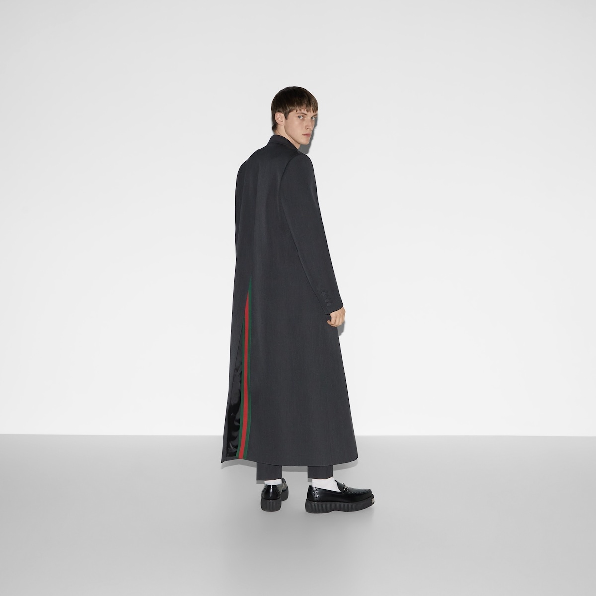 Wool coat with 'Ancora' embroidery - 4