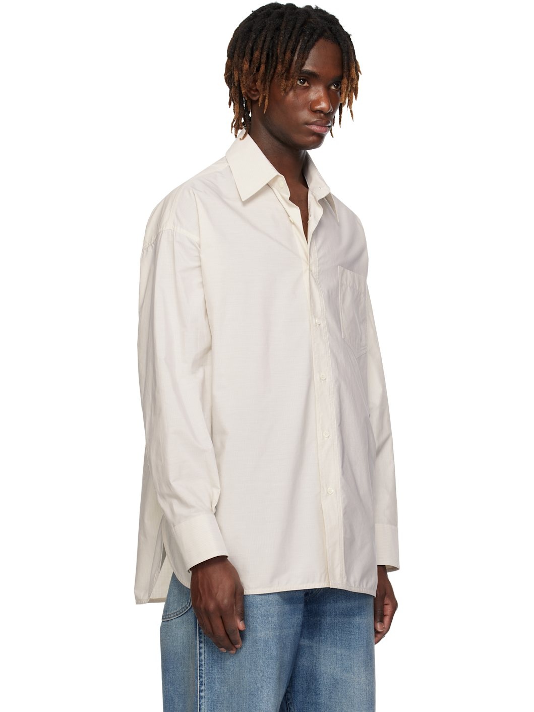 Off-White Asymmetric Striped Poplin Shirt - 2