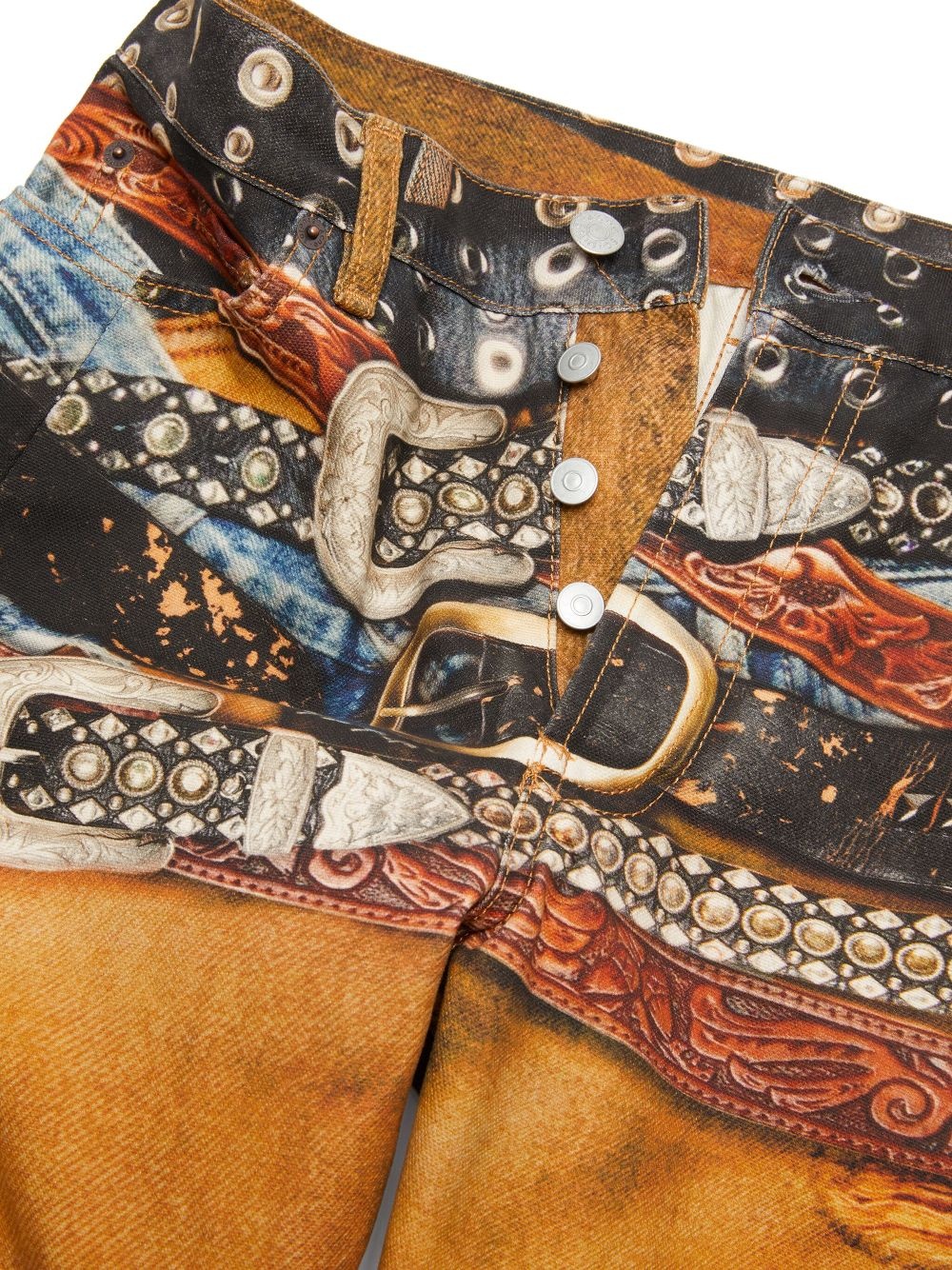 printed wide leg jeans - 7