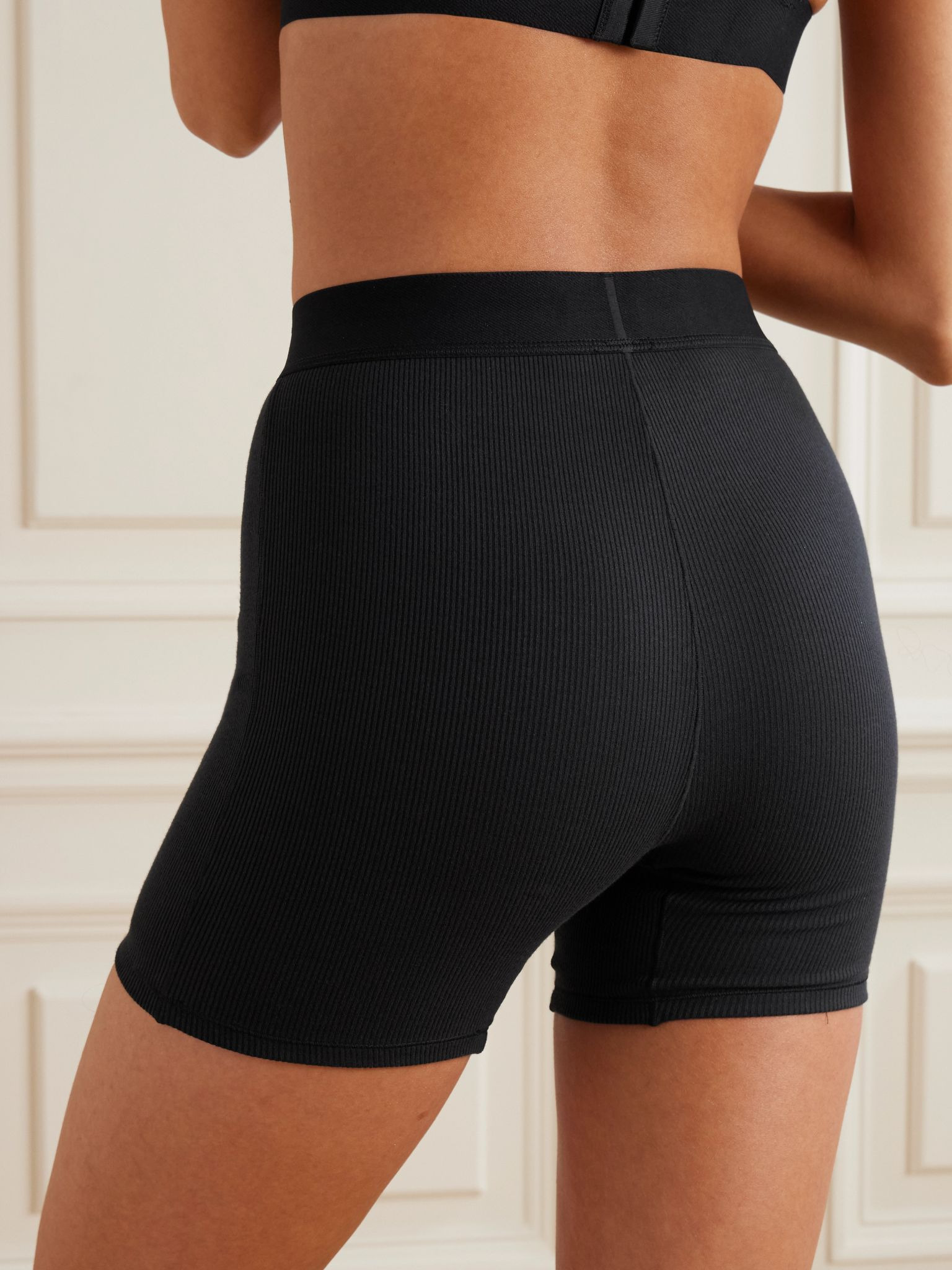 Cotton Collection ribbed cotton-blend jersey boxer shorts - Soot Black - 3