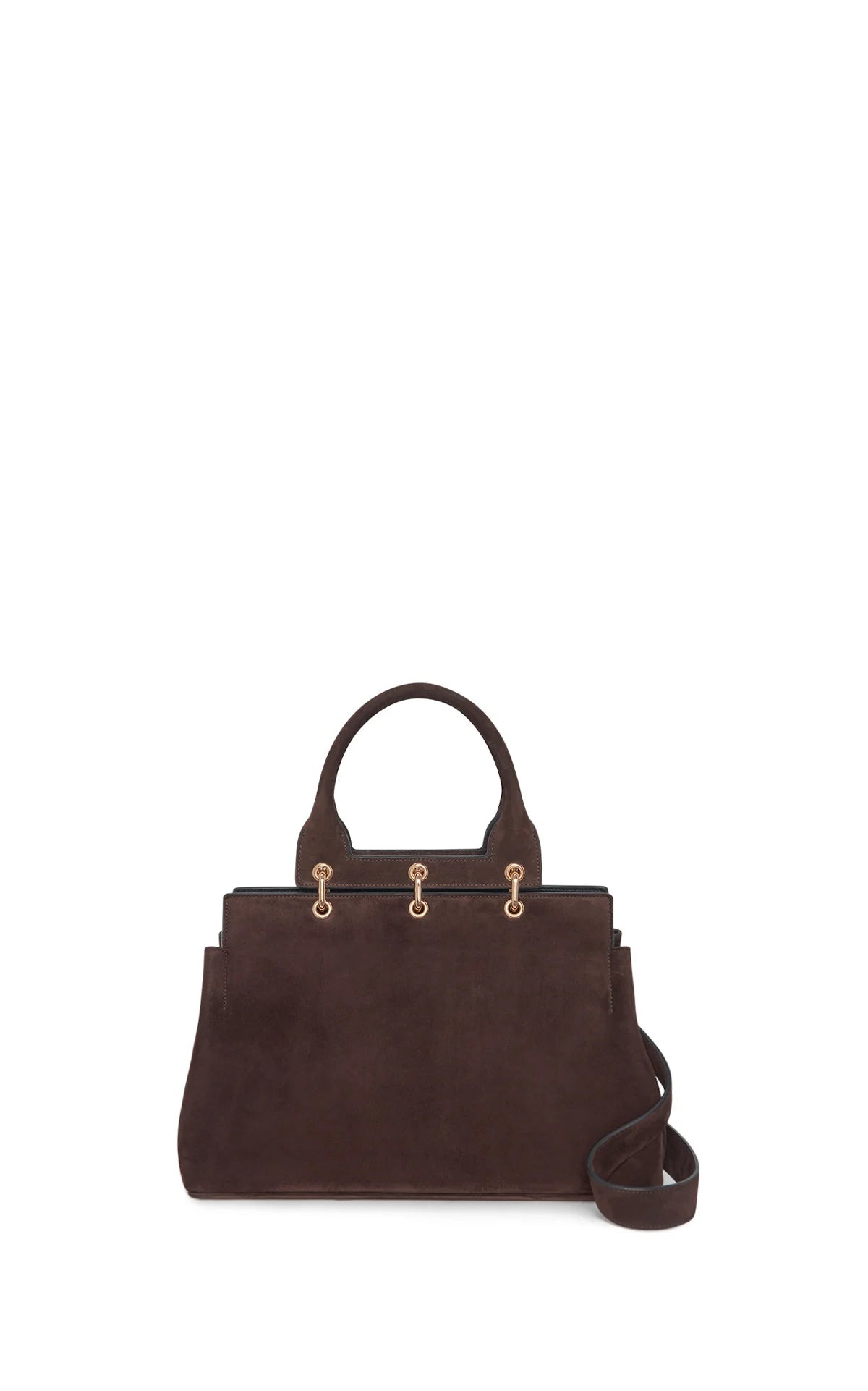 Small Amethyst Bag in Dark Brown Suede - 4