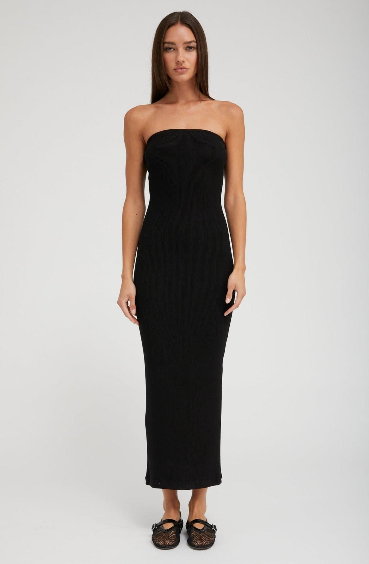 BLACK RIB TUBE DRESS - 2