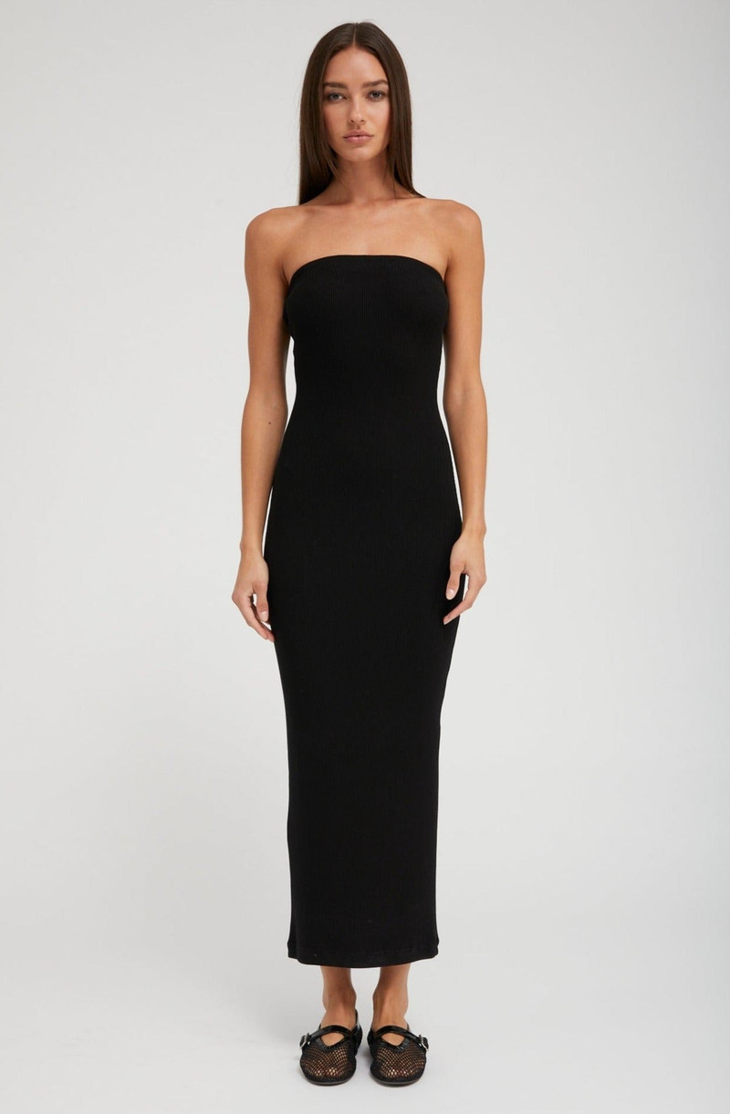 SPRWMN BLACK RIB TUBE DRESS outlook