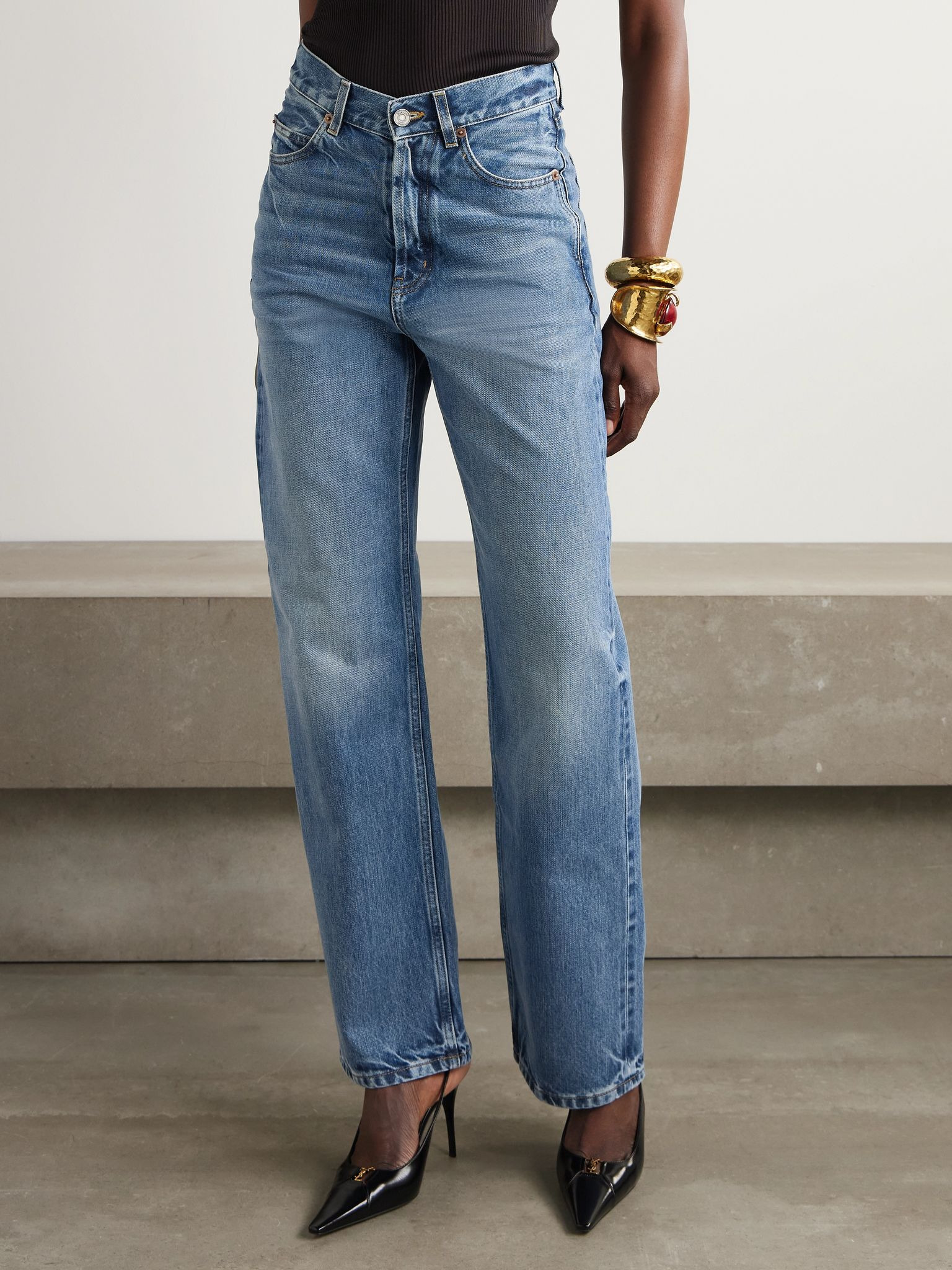 High-rise wide-leg jeans Mid denim - 3
