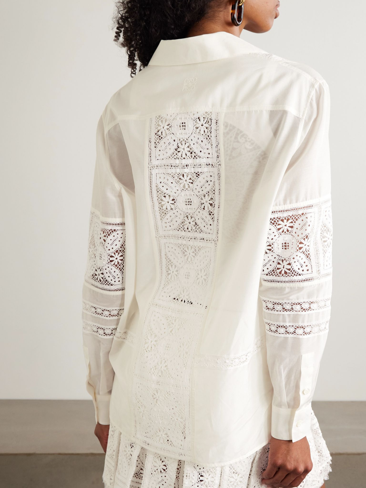 + Paula's Ibiza broderie anglaise cotton and silk-blend shirt White - 4