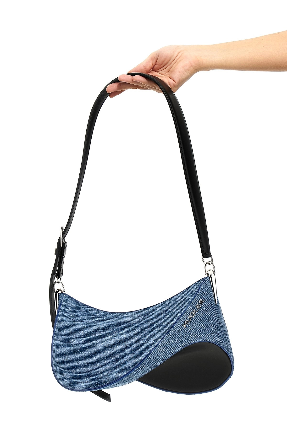 'medium denim spiral curve 01' shoulder bag - 2