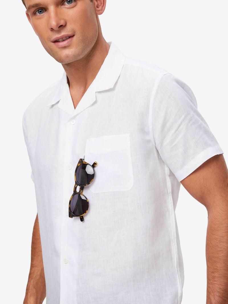 Men's Short Sleeve Shirt Monaco Linen White - 5