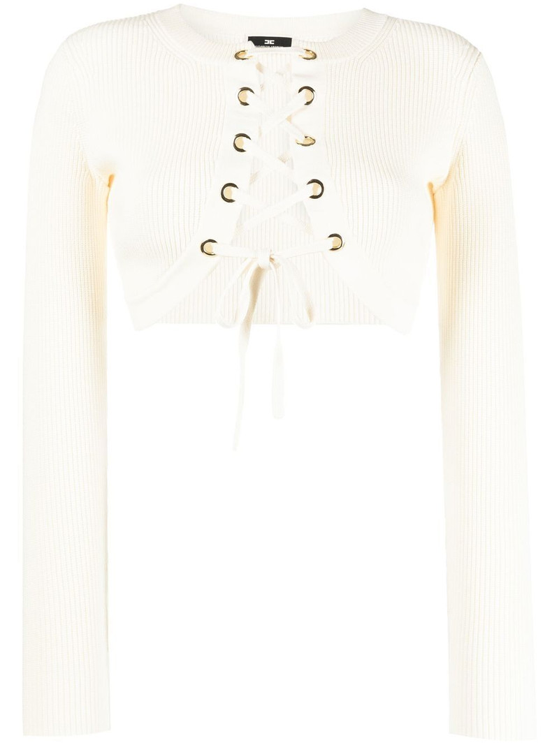 lace-up cropped cardigan 1