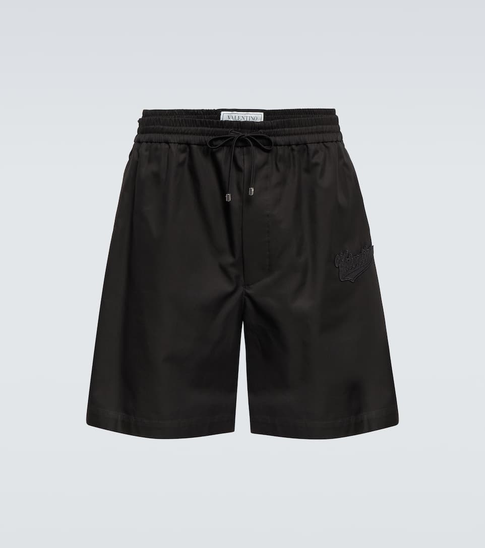 Logo cotton twill shorts - 1