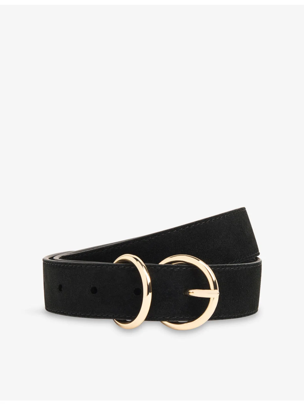 Double-Ring Suede Buckle Belt - 1