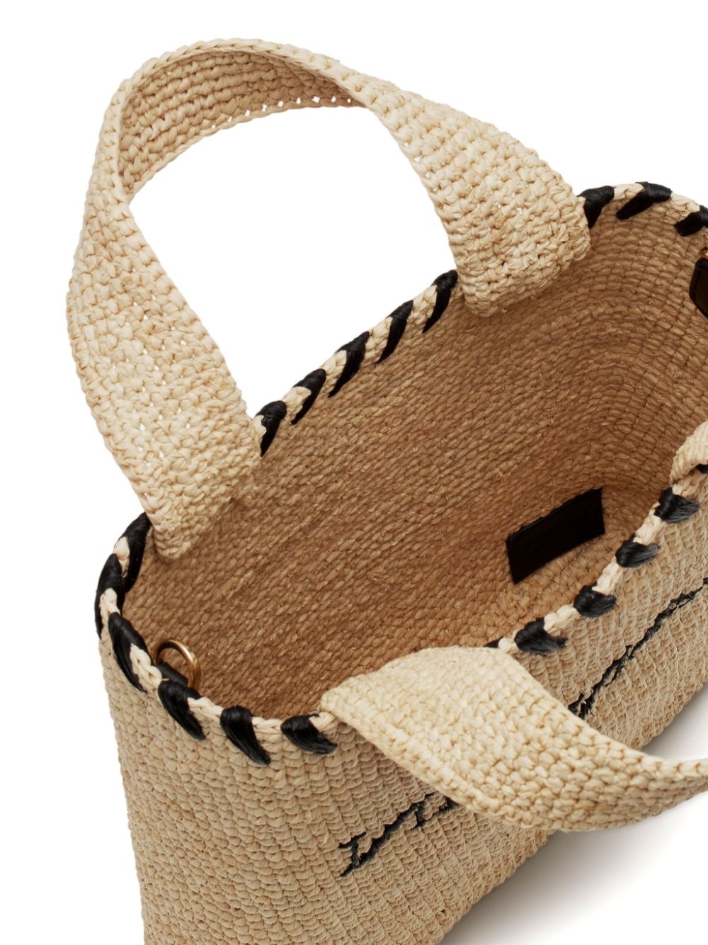 logo-motif raffia tote bag - 5