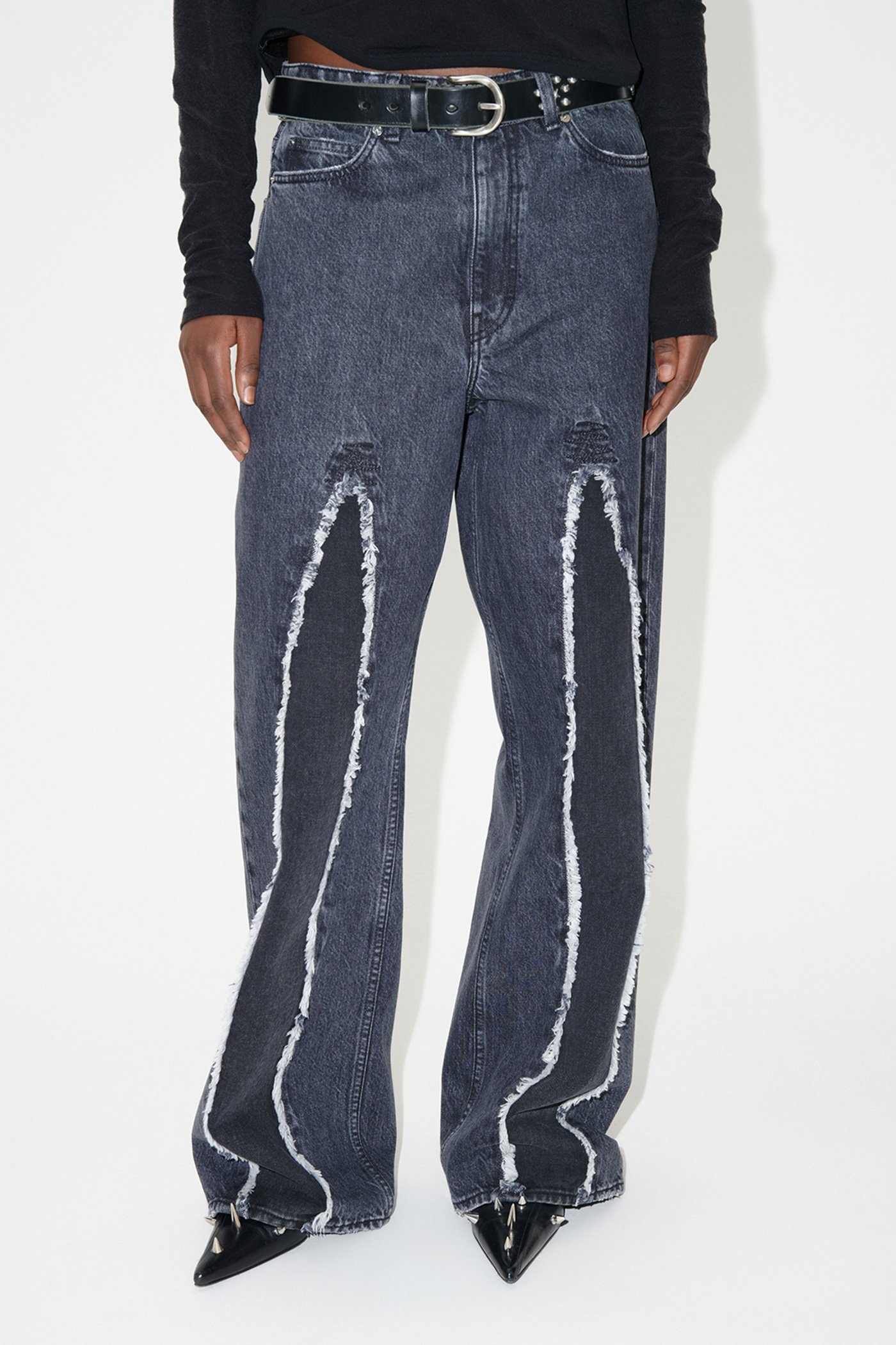 Full Cut Black Slash Denim - 3