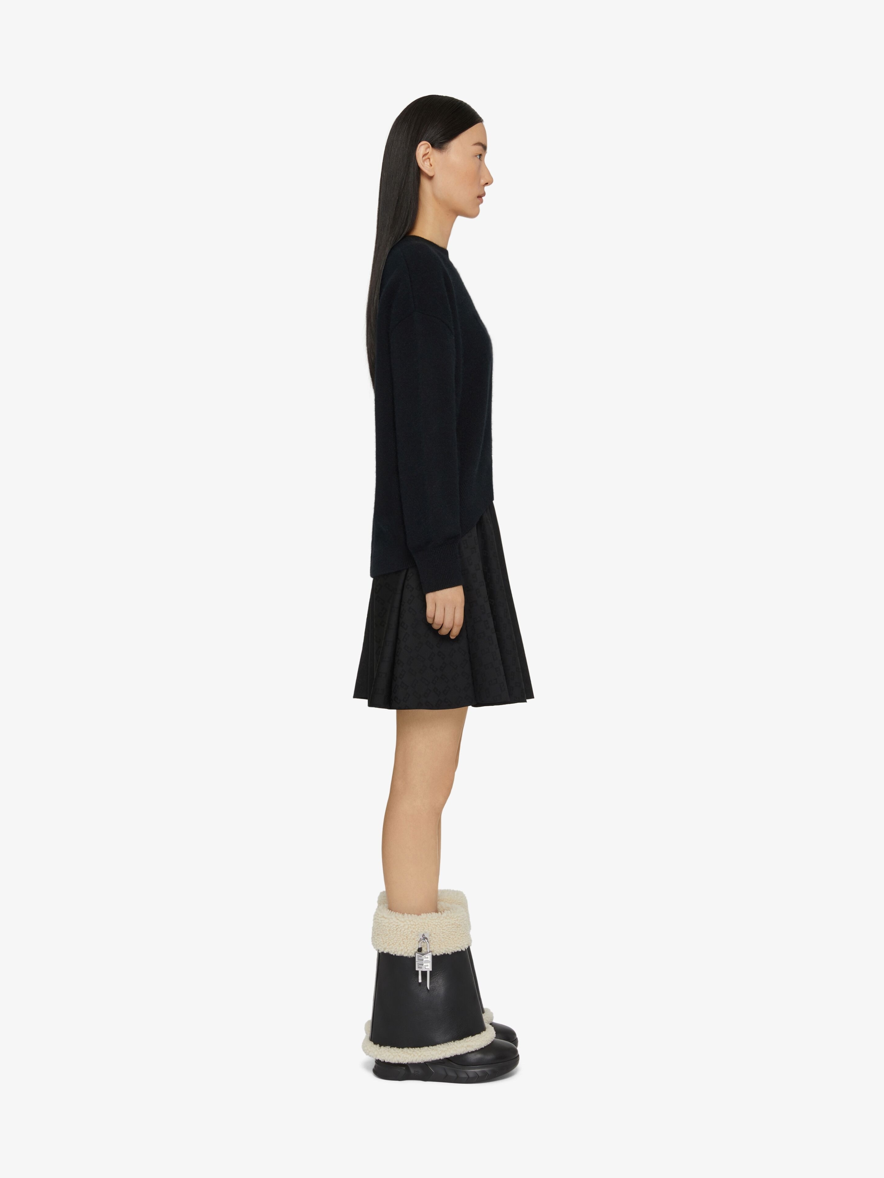 SHARK LOCK BIKER ANKLE BOOTS IN LEATHER AND SHEARLING - 2