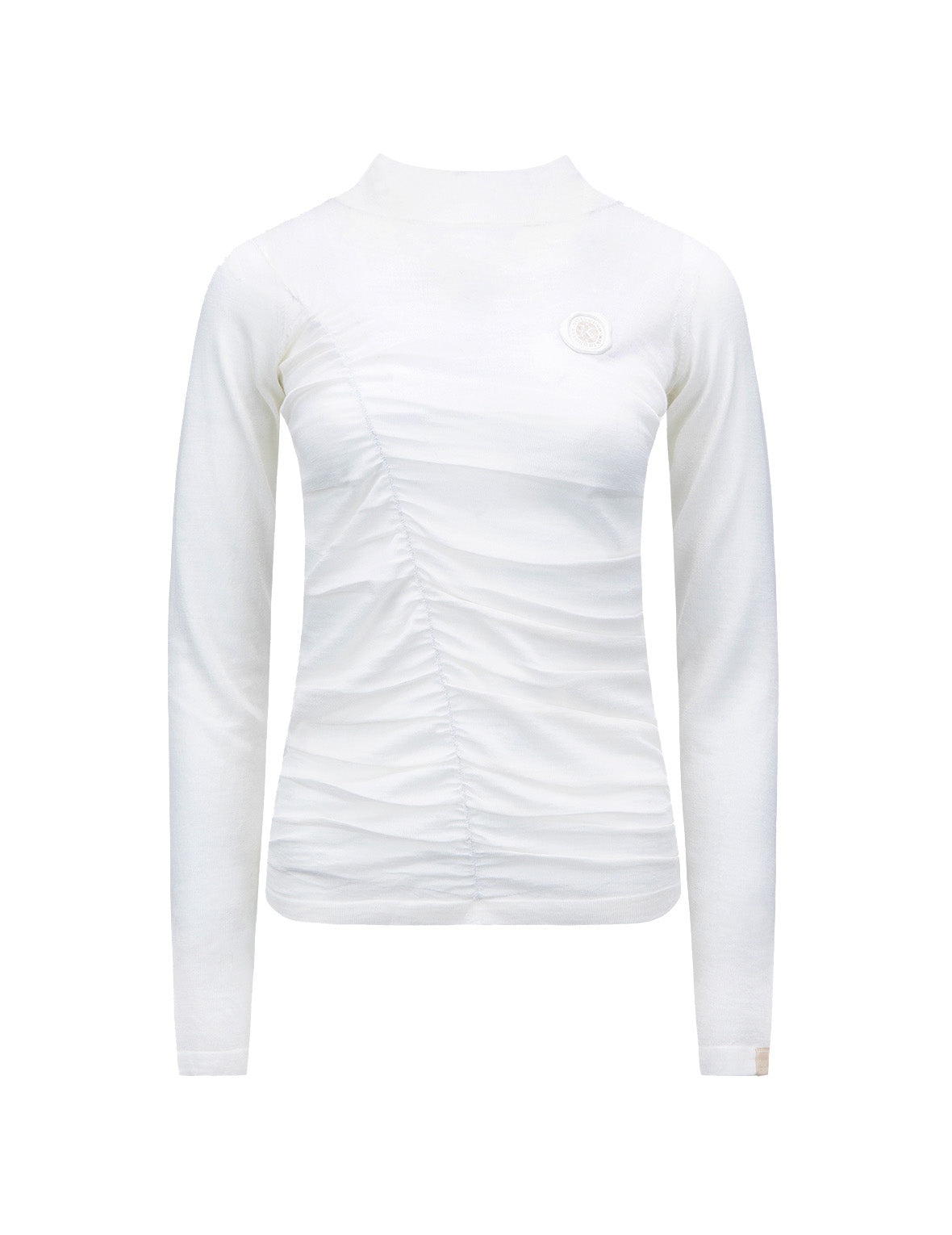 Ruched Front High Neck Knit Top - 14