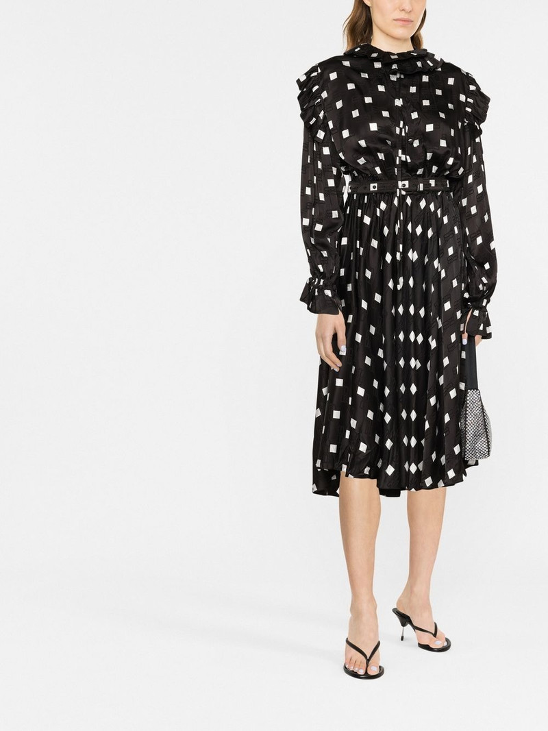 BALENCIAGA ruffle spot-print midi dress outlook