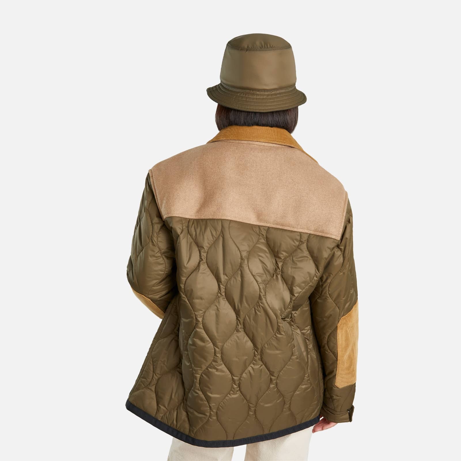 Quilted Shirt Jacket Green Brown Beige - 9