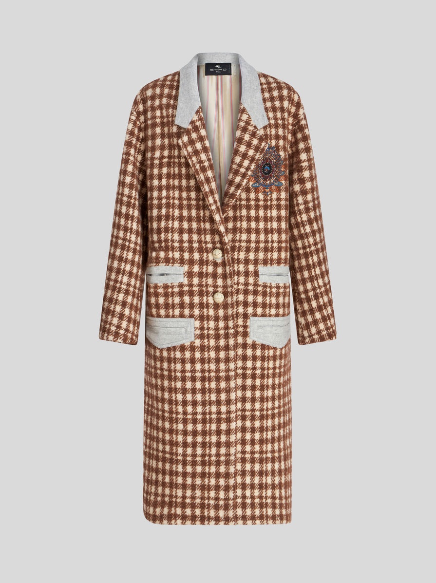 LONG HOUNDSTOOTH COAT - 1