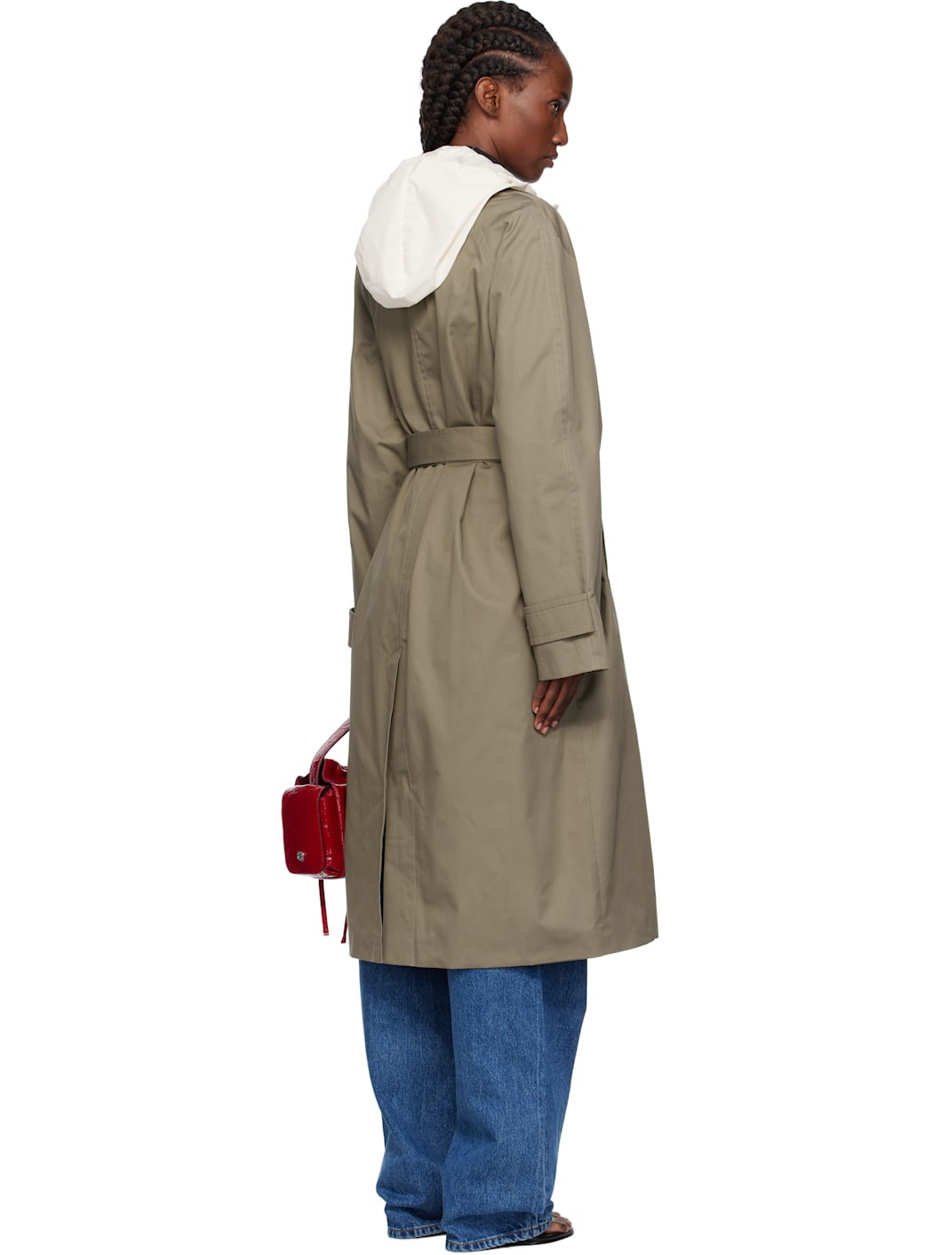 Khaki Hooded Single Trench Coat - 3