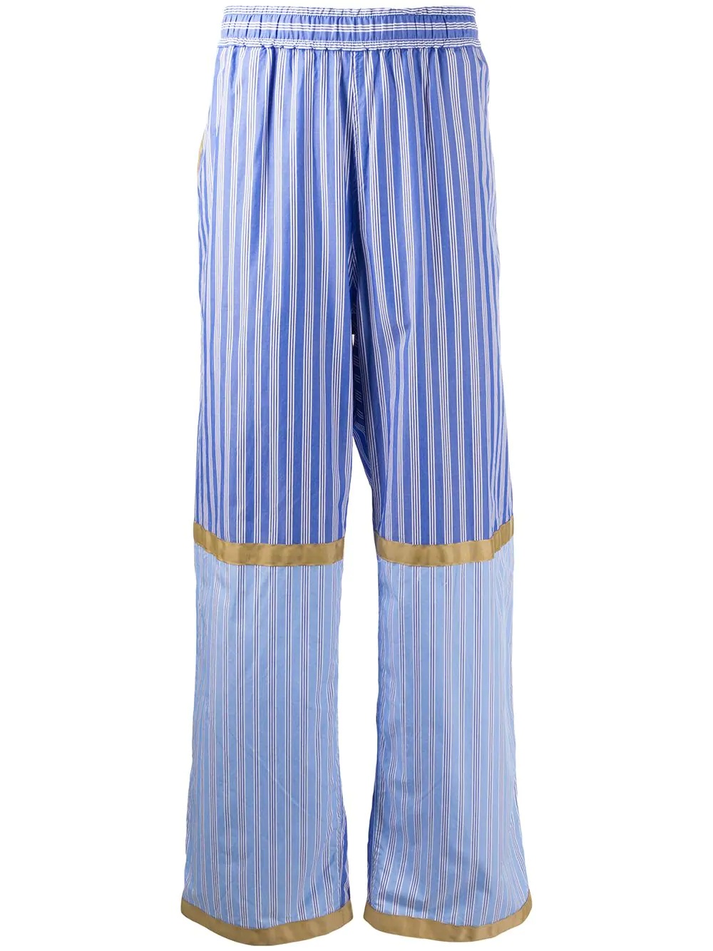 panelled striped trousers - 1