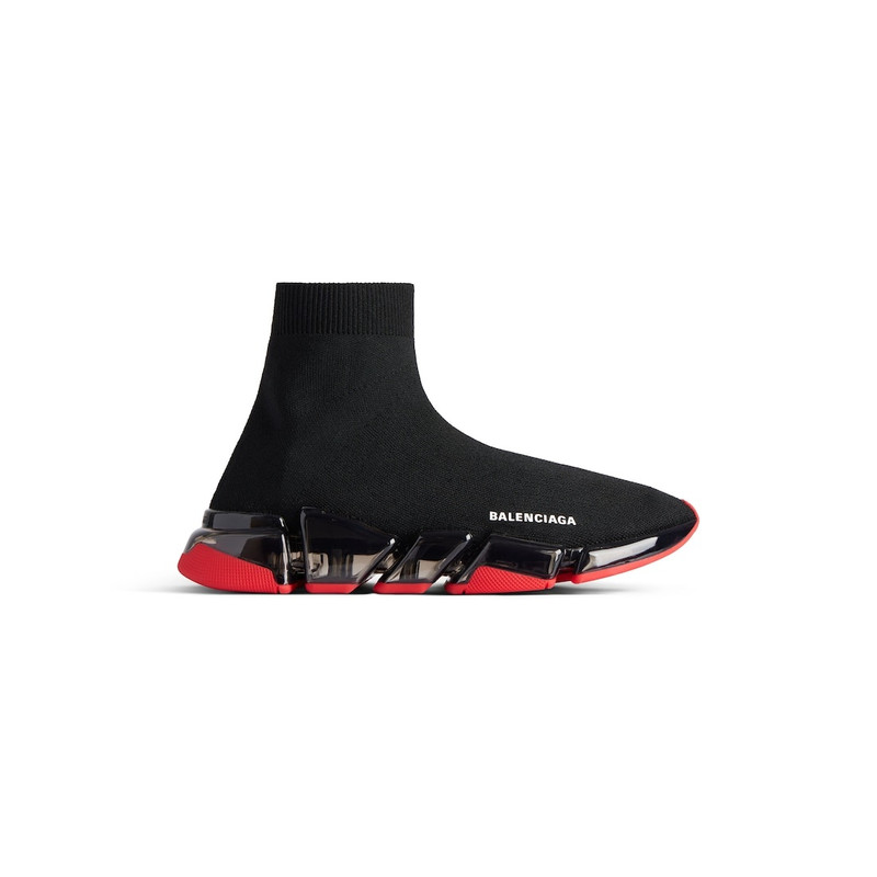 Men's Speed 2.0 Full Clear Sole Recycled Knit Sneaker in Black/red - 1