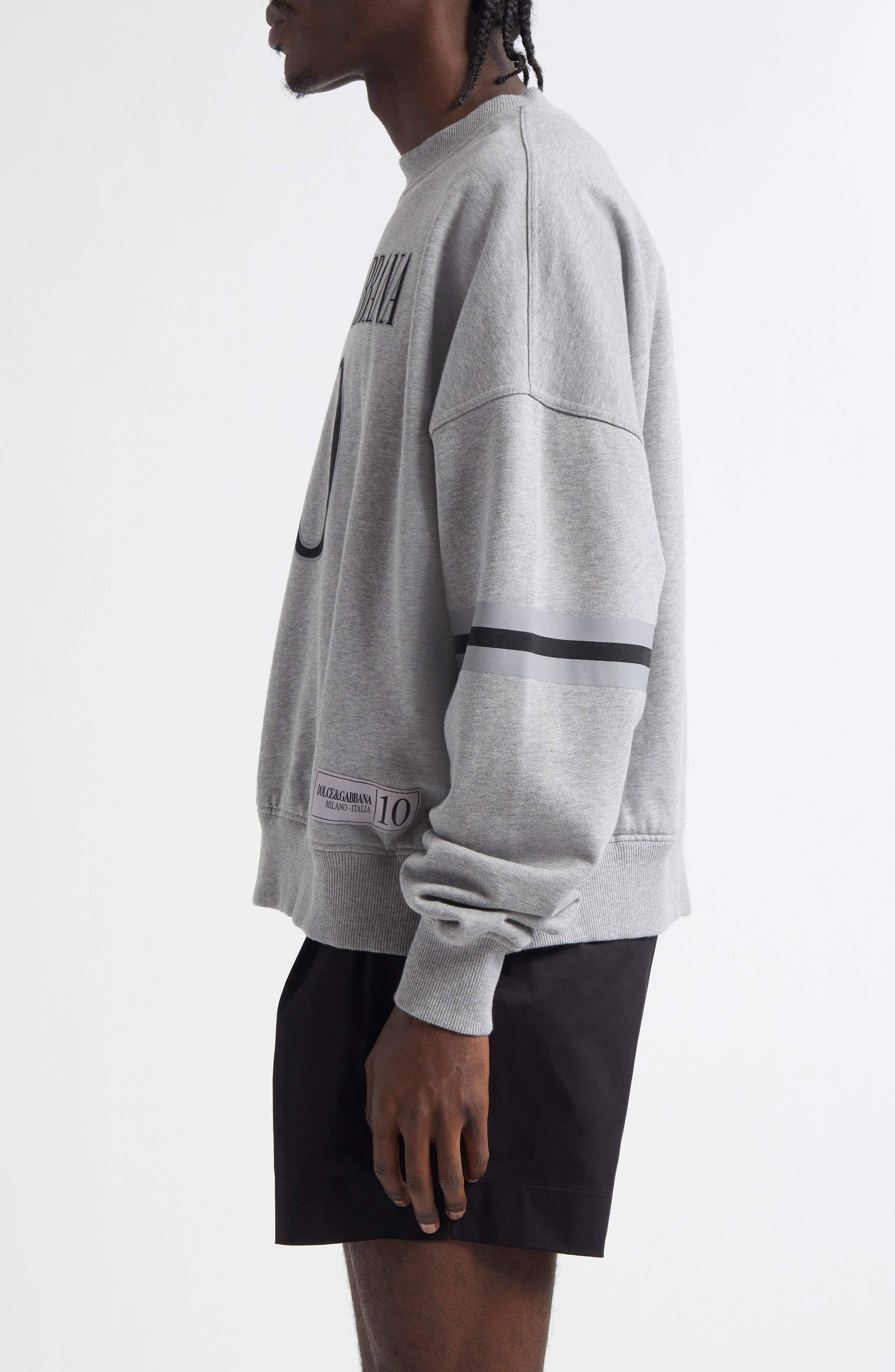 Dolce&Gabbana Stampa Oversize Logo Graphic Sweatshirt in Melange Grigi at Nordstrom - 4