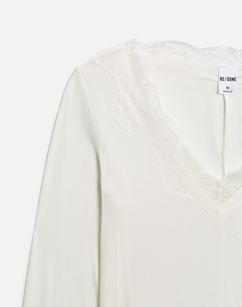 Lace V Neck Long Sleeve - Off White 5
