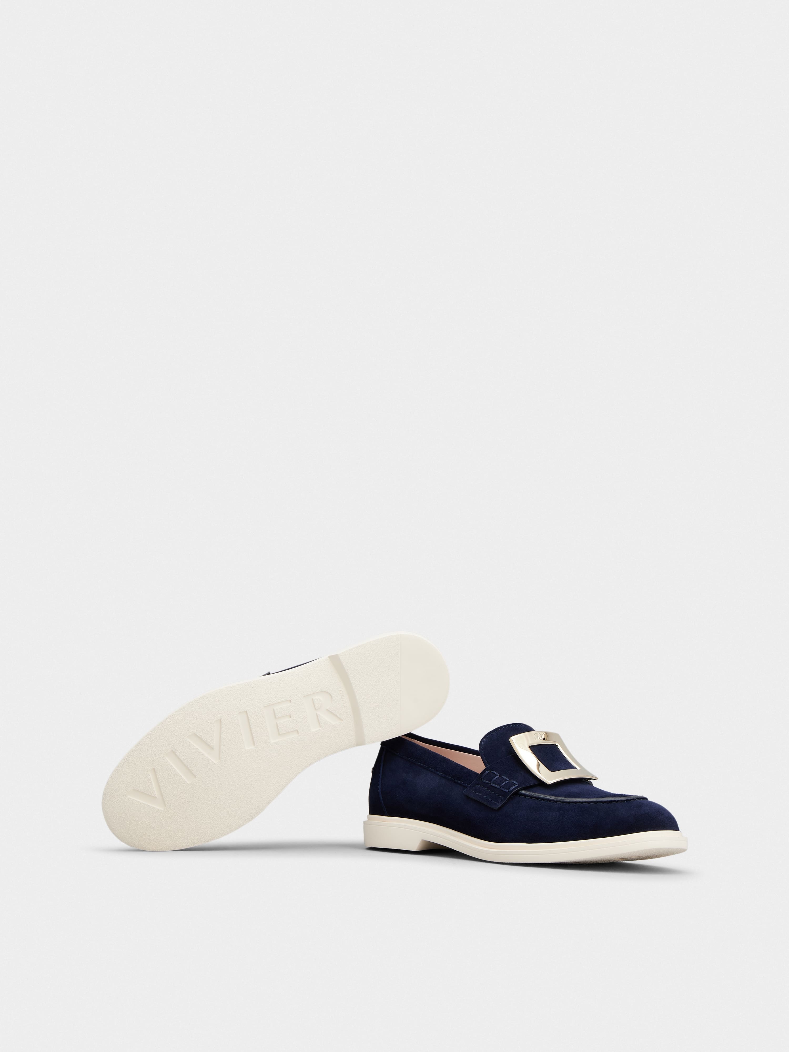 Viv' Rangers Metal Buckle Loafers in Suede - 6