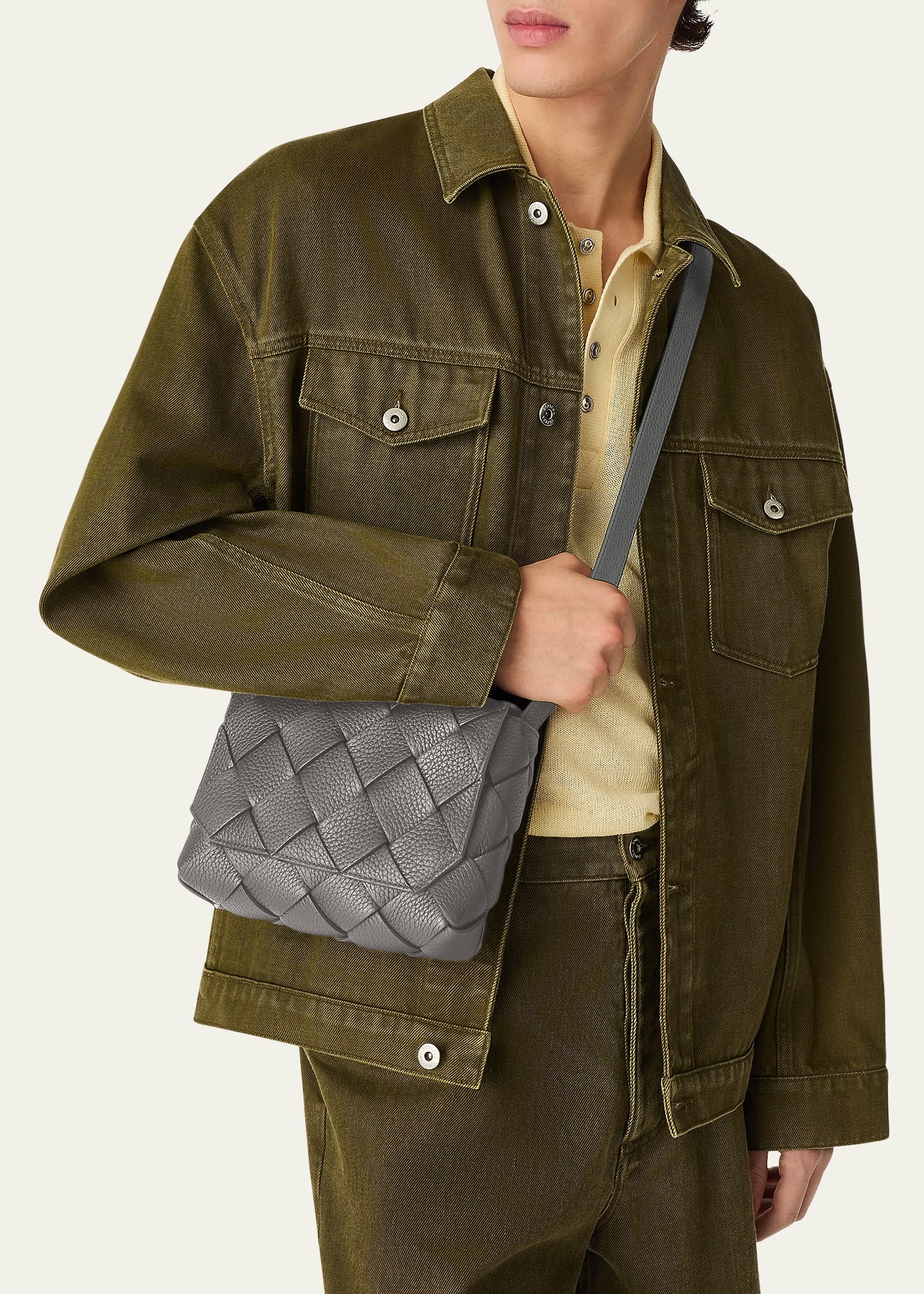 Men's Small Intreccio Leather Crossbody Bag - 2