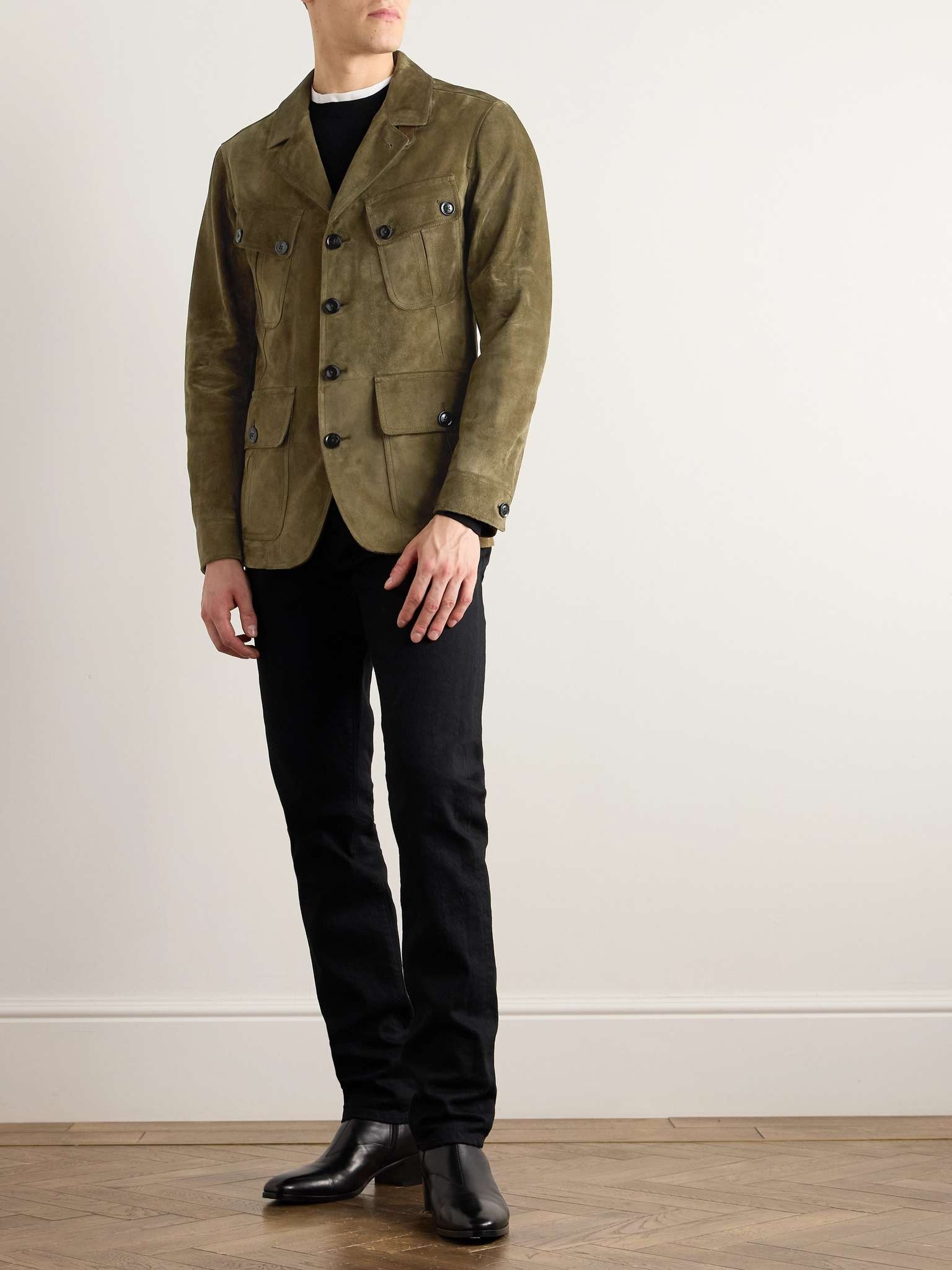 Leather-Trimmed Suede Field Jacket - 2