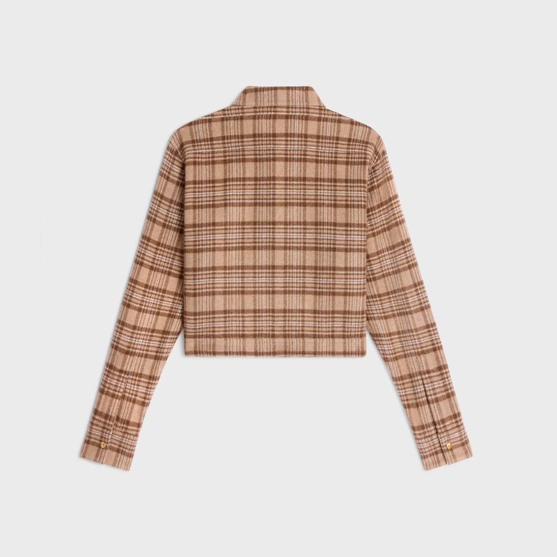 CELINE romy cropped shirt in checked cashmere outlook