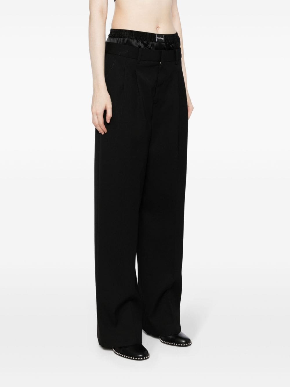 layered-design wool trousers - 3