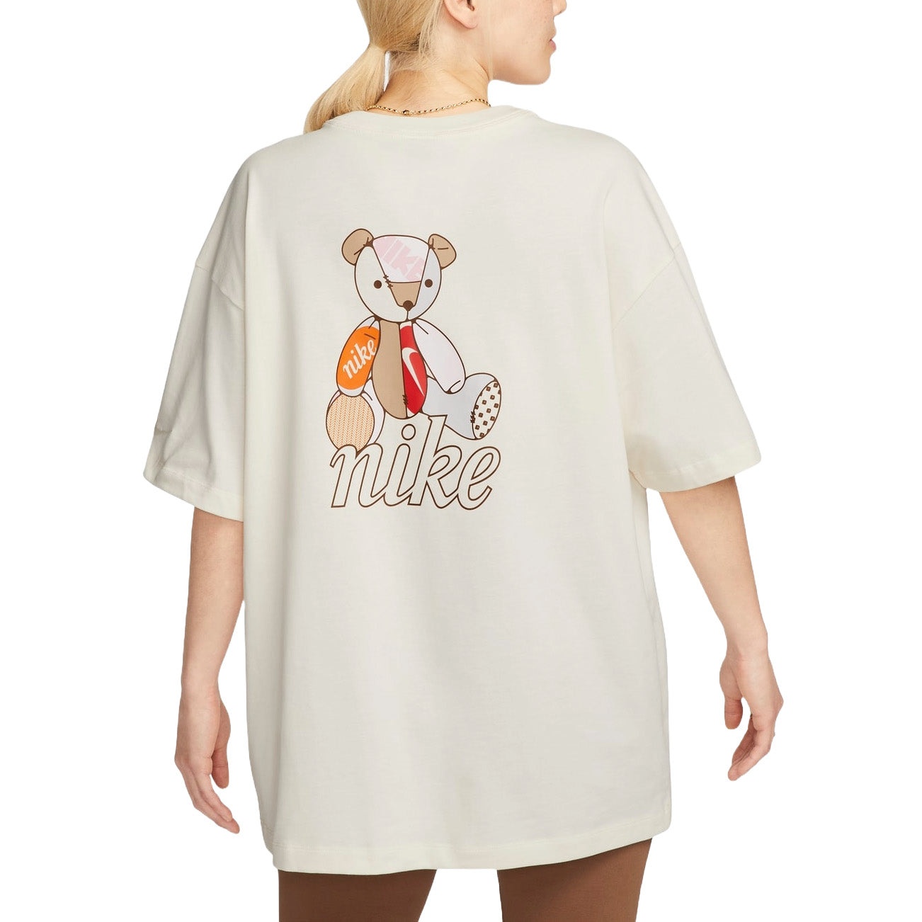 (WMNS) Nike Sportswear Bear Graphic Oversized T-shirt Asia Sizing 'Pale Ivory' FQ6010-110 - 2