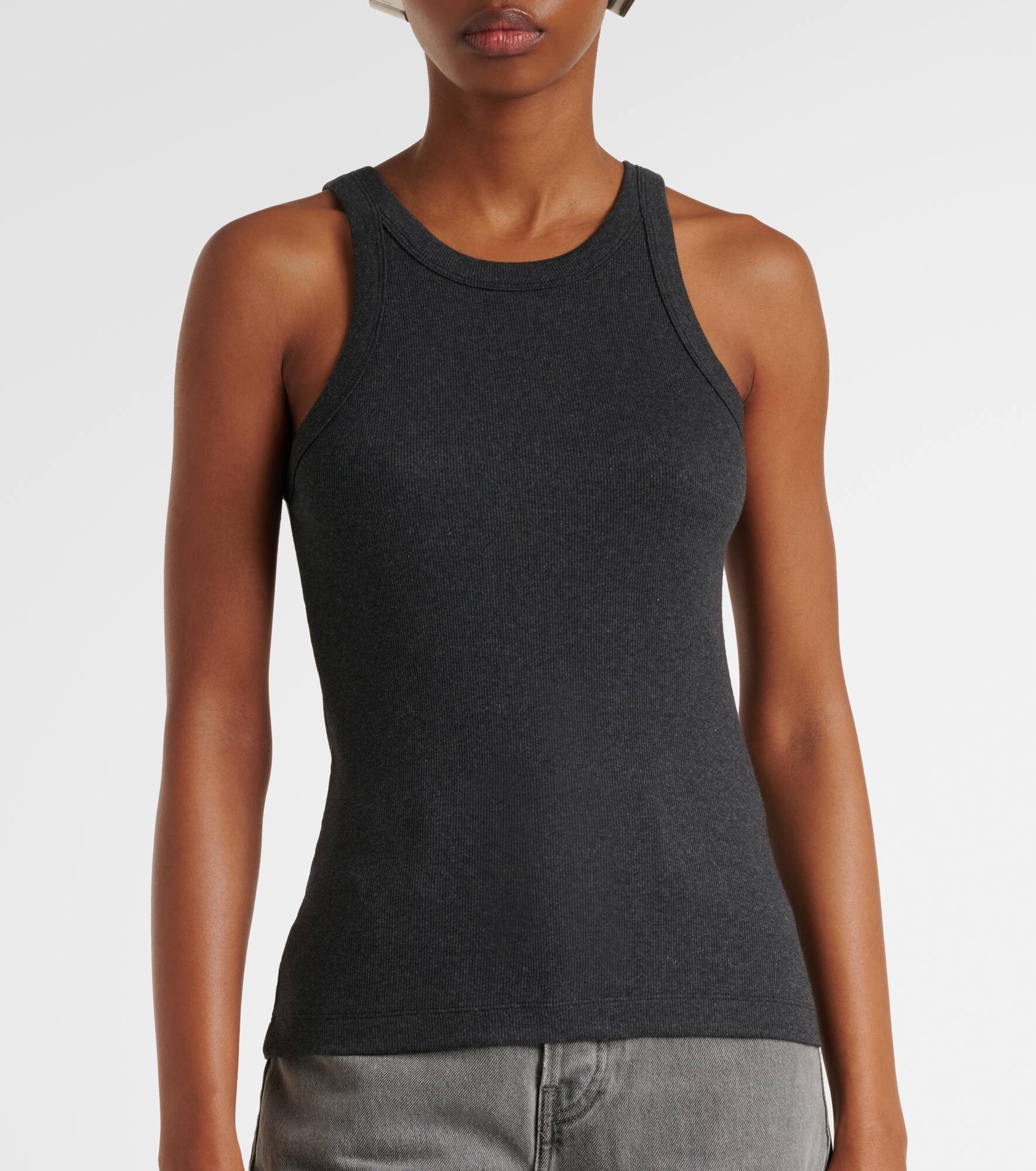 Ribbed-knit cotton-blend jersey tank top - 4