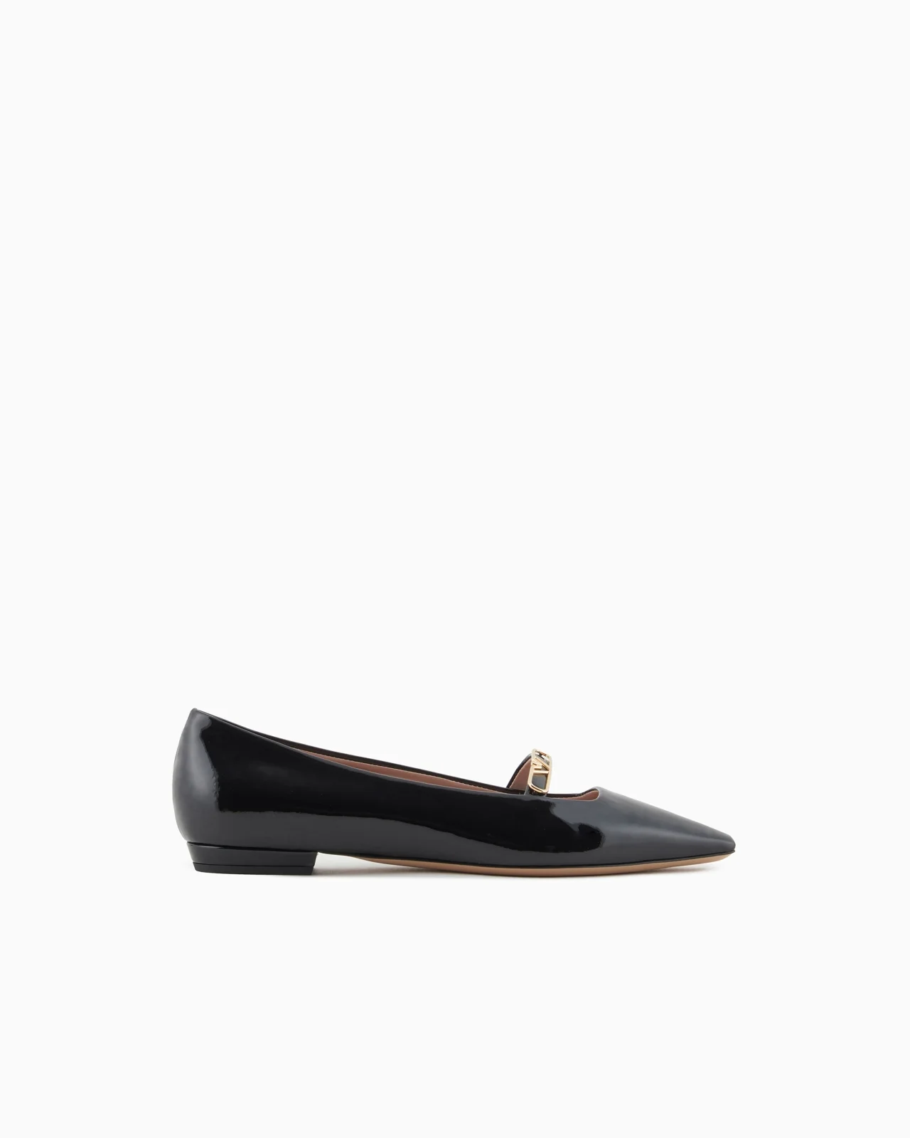 Pointed-toe ballerinas in patent leather with an eagle plate - 1