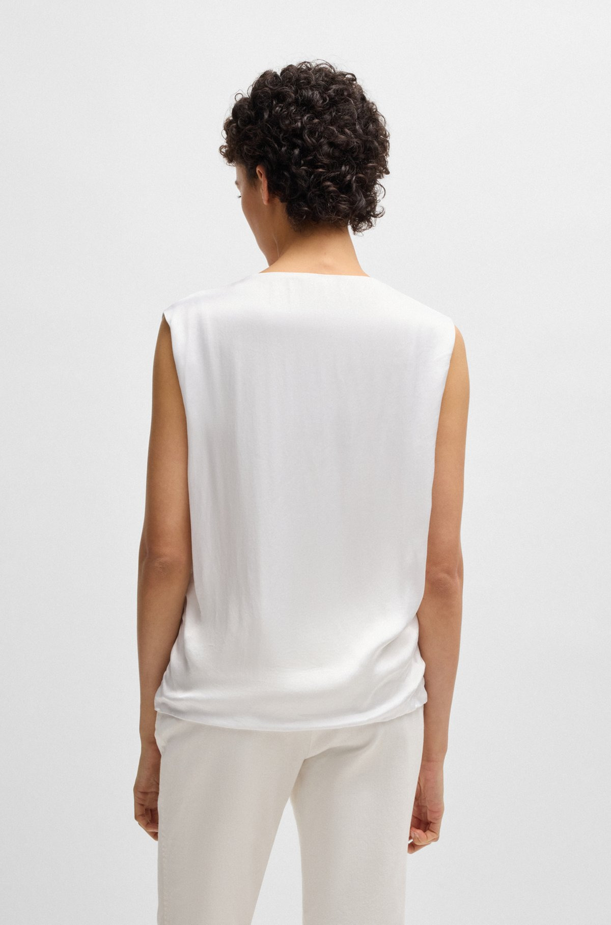SLEEVELESS T-SHIRT WITH RIBBED FRONT - 4